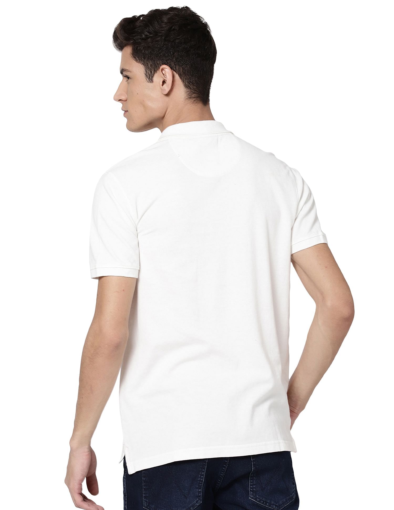 AD by Arvind Cotton Solid Polo Shirt