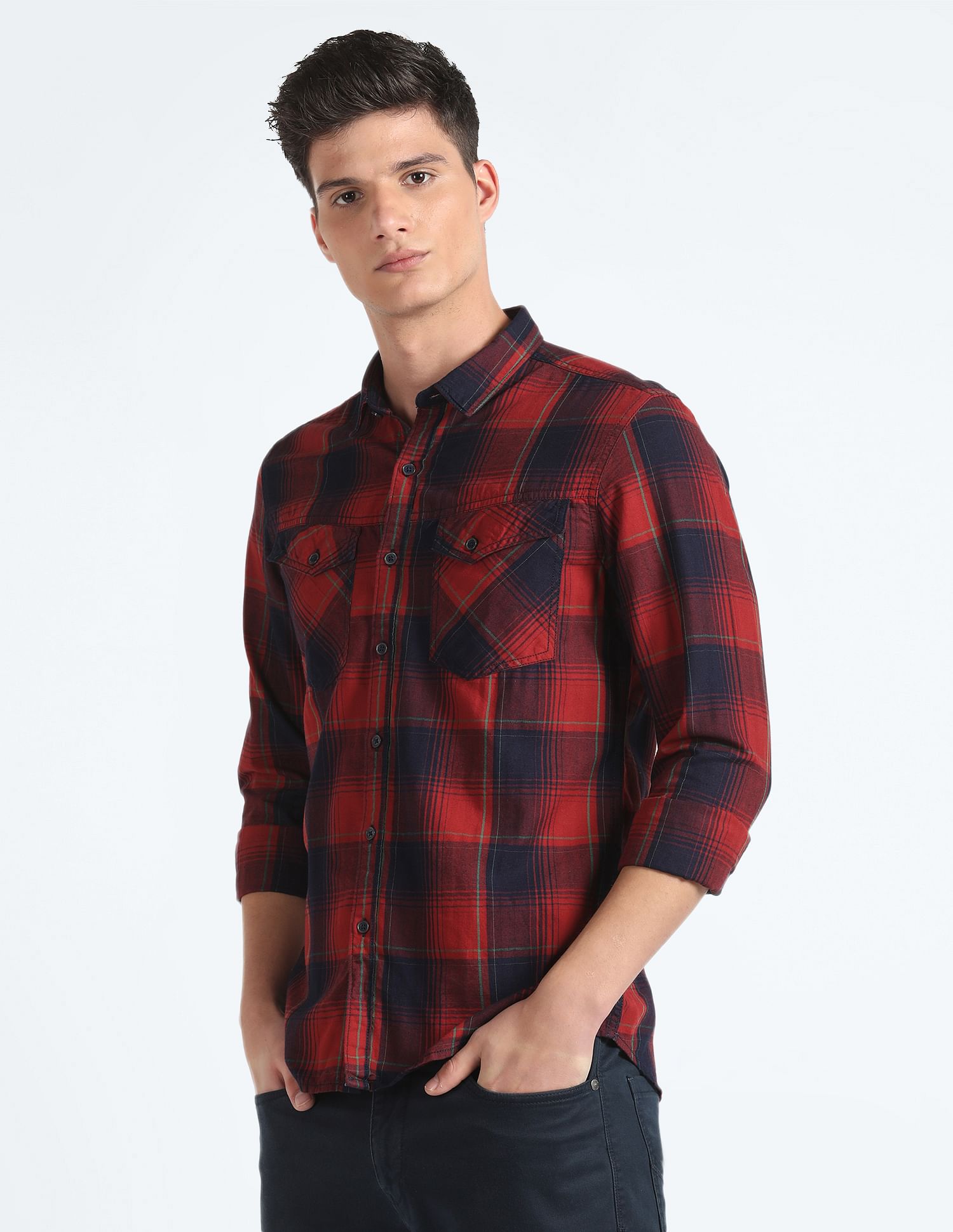 flying machine red check shirt