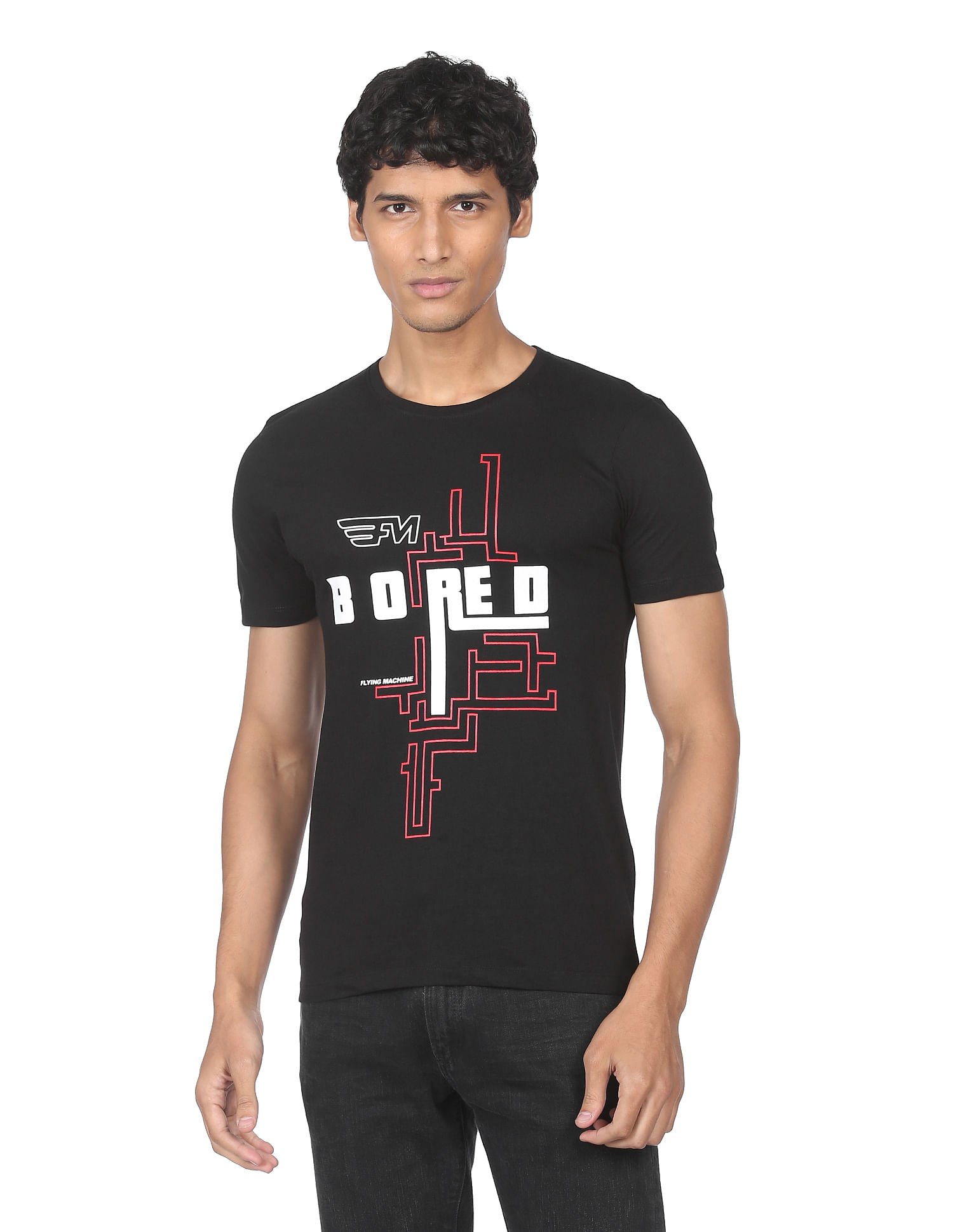Flying Machine Pure Cotton Graphic Print T-Shirt