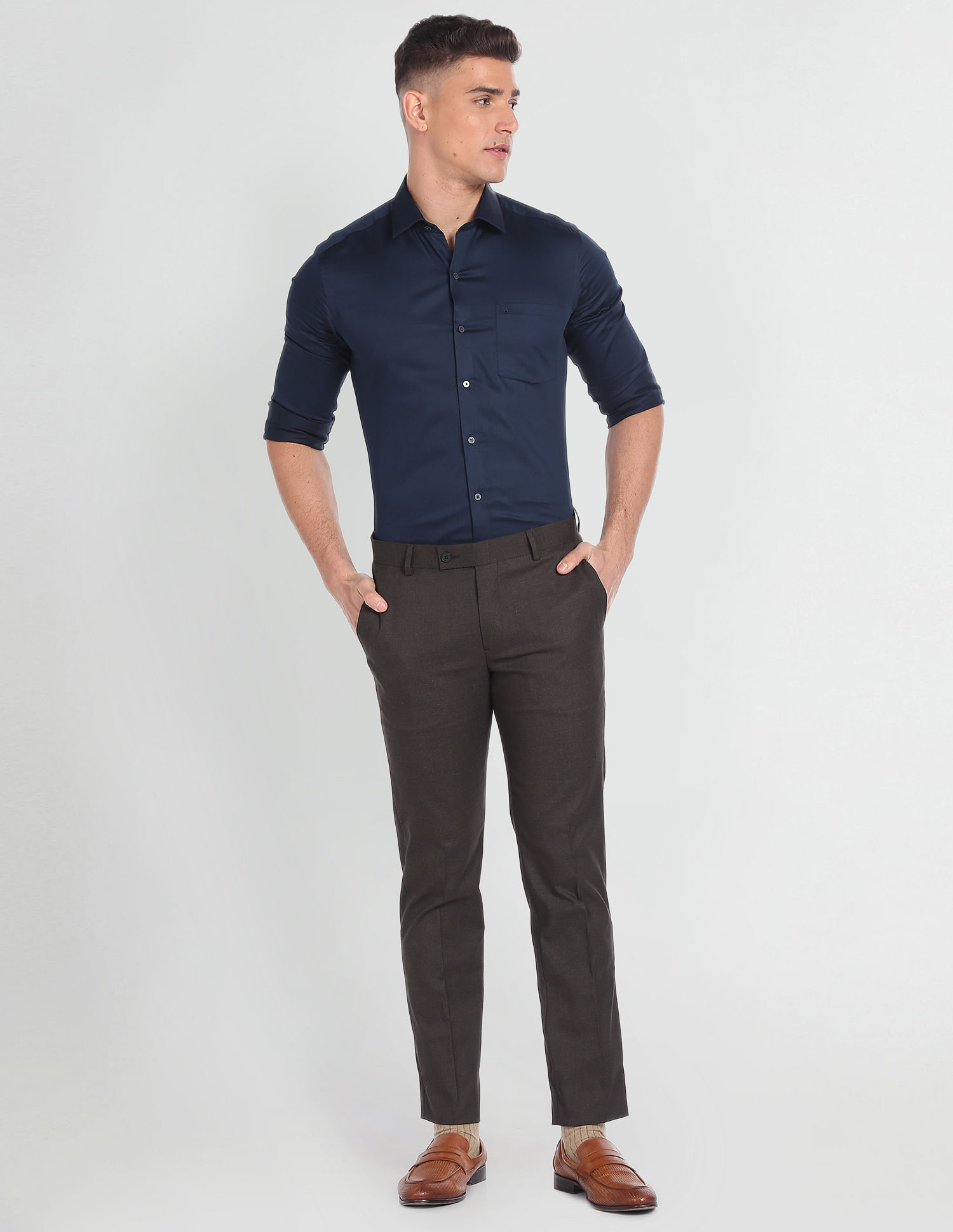Arrow Mid Rise Dobby Trousers