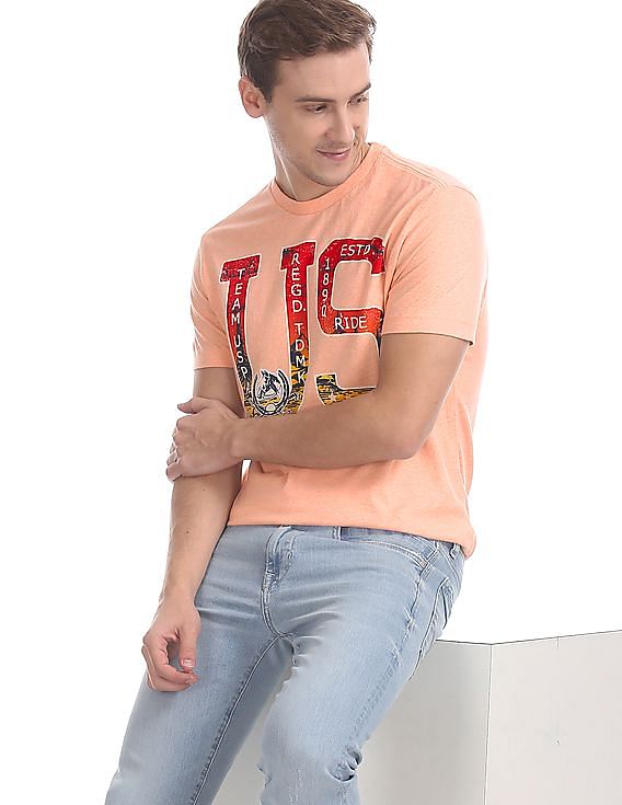 U.S. Polo Assn. Denim Co. Orange Brand Print Crew Neck T-Shirt