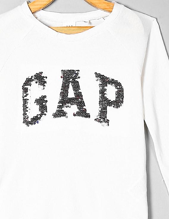 T-shirt Manches Longues 100% Coton GAP KIDS Fille - Blanc Taille XS (4-5 Ans) - Comme Neuf !