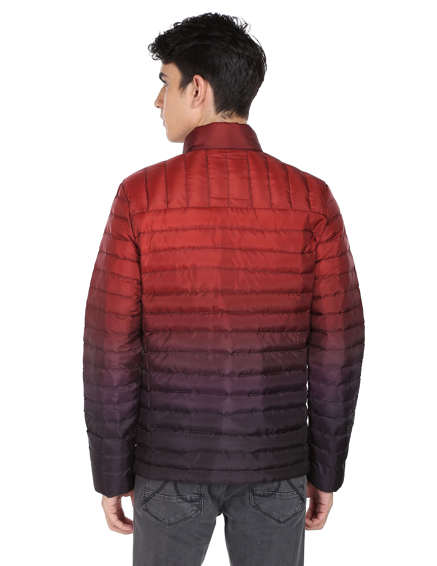 Flying Machine Ombre High Neck Quilted Jacket