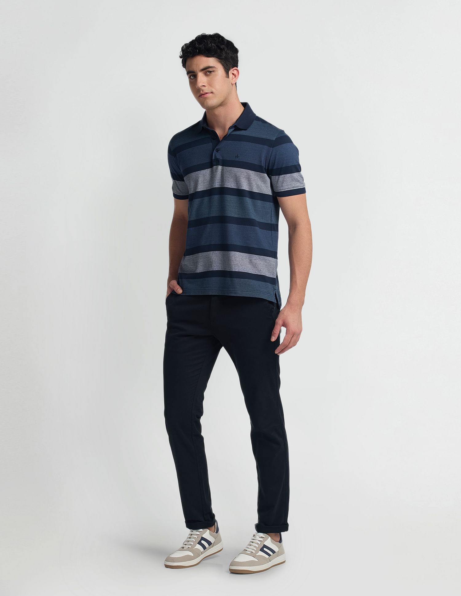 Arrow Horizontal Stripe Cotton Polo Shirt