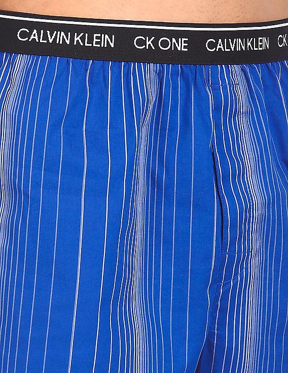 Buy Calvin Klein Underwear Men Blue Elasticized Waist Striped Boxers -  