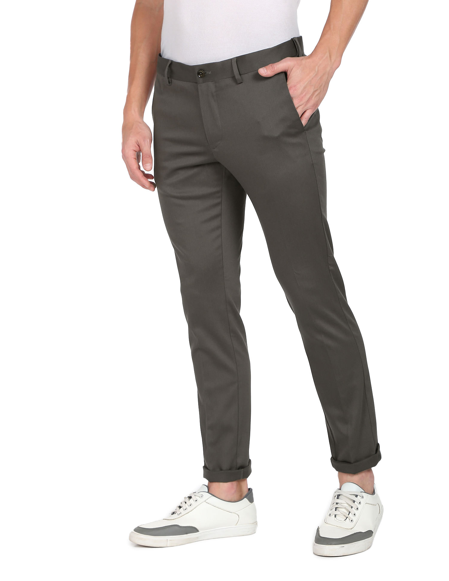 Buy Arrow Sports Slim Fit Textured Trousers Online