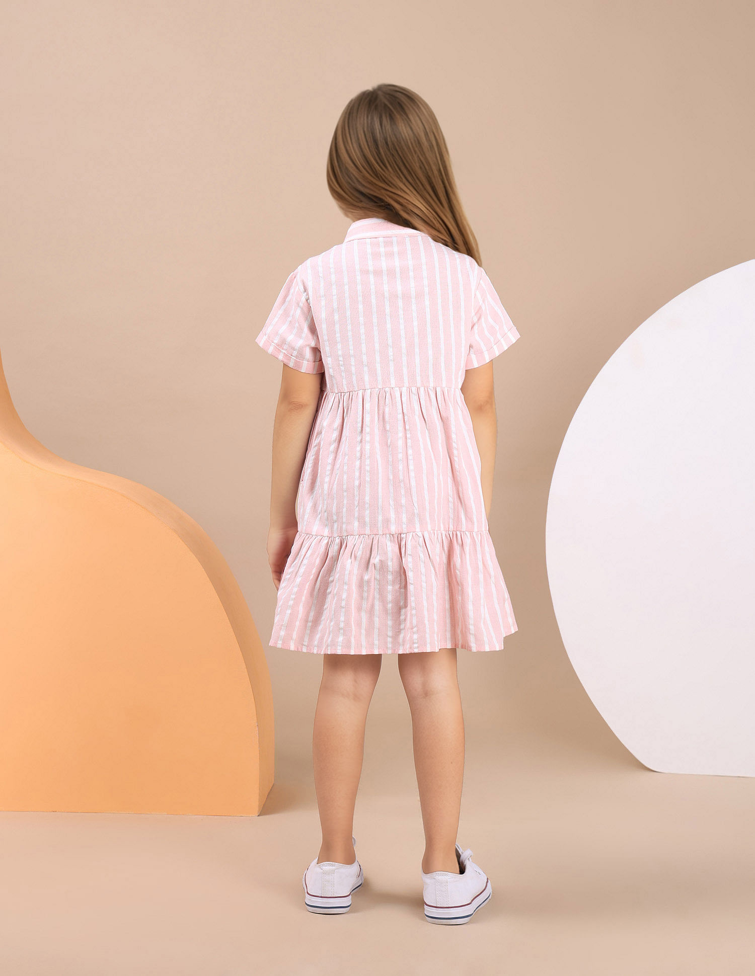 U.S. Polo Assn. Kids Girls Vertical Stripe Cotton Dress