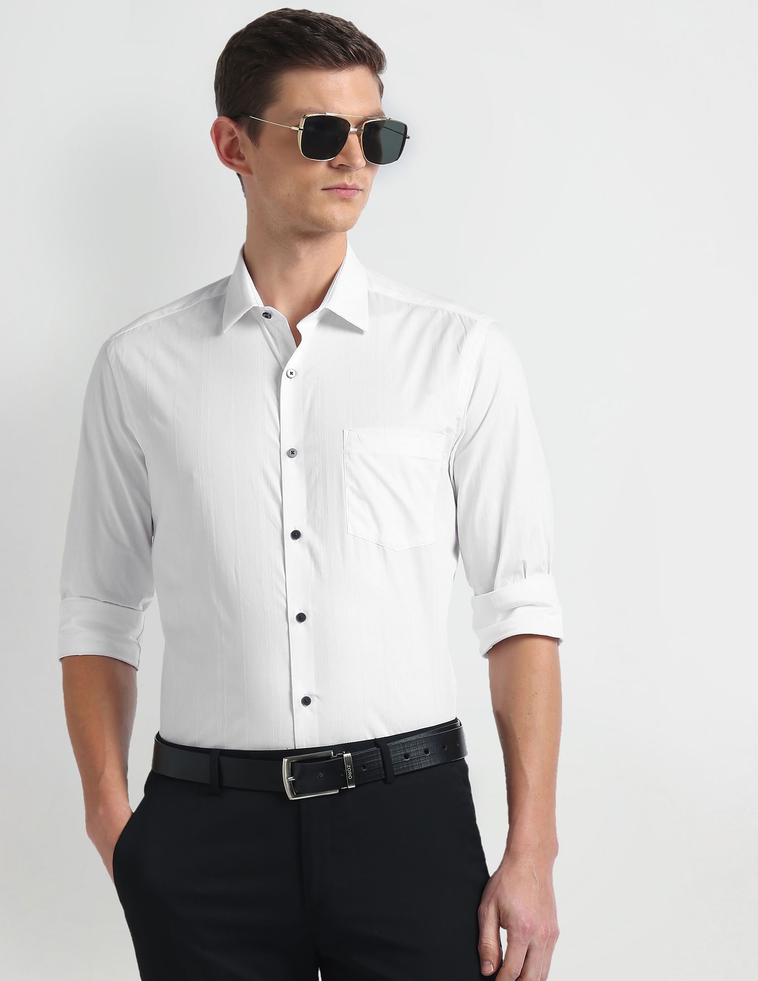 Arrow Newyork Self Design Cotton Shirt