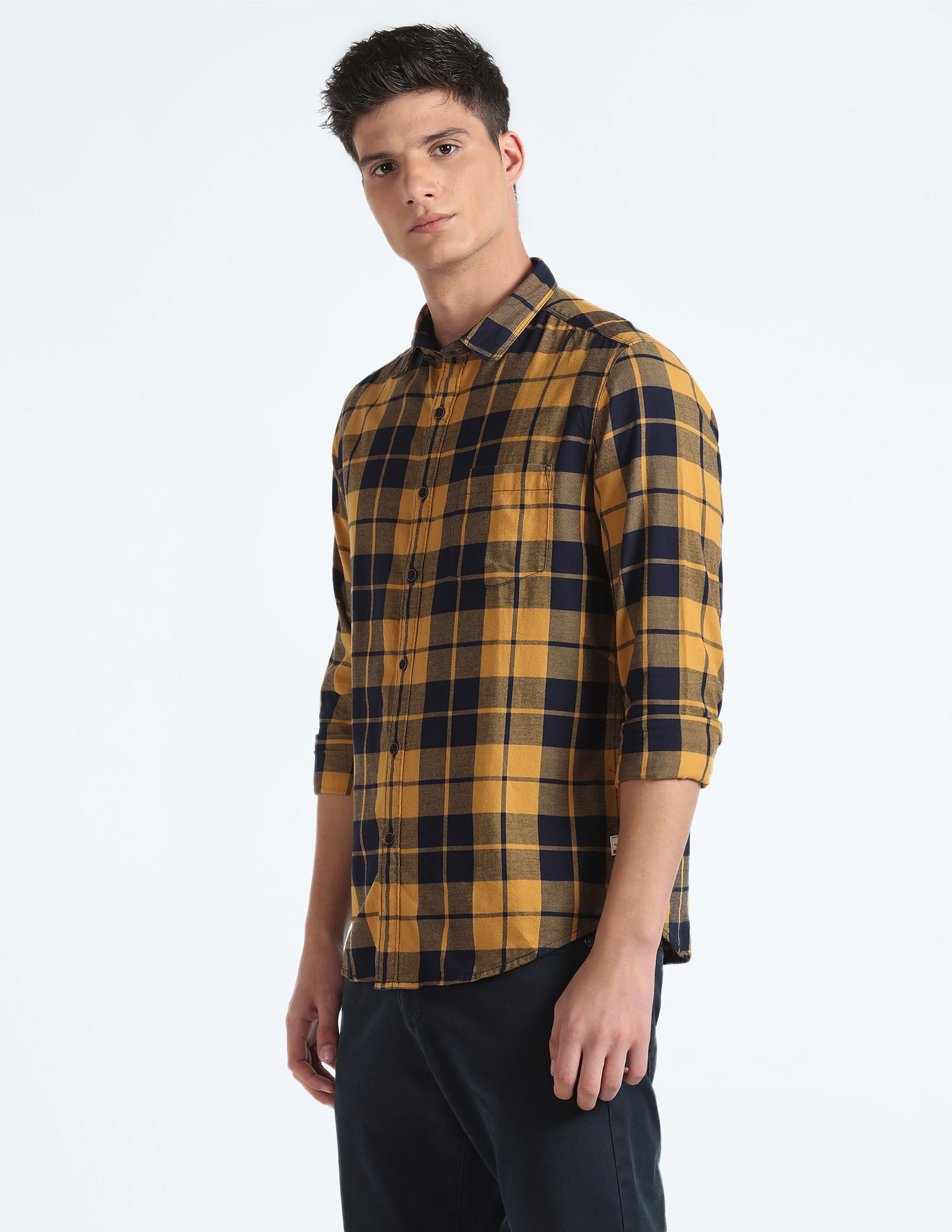 Flying Machine Plaid Check Pure Cotton Shirt