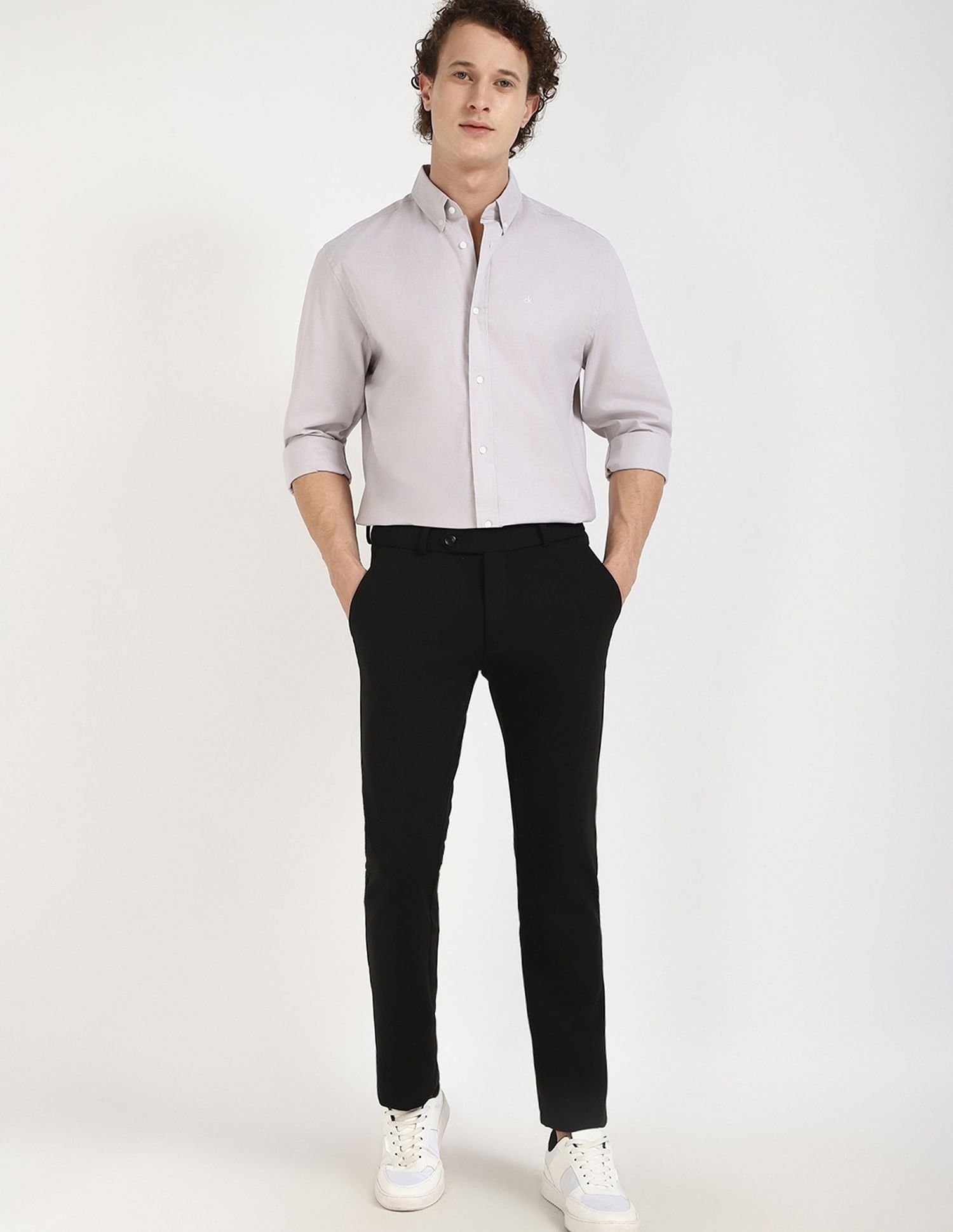 Calvin Klein Jeans Solid Regular-Fit Oxford Woven Shirt