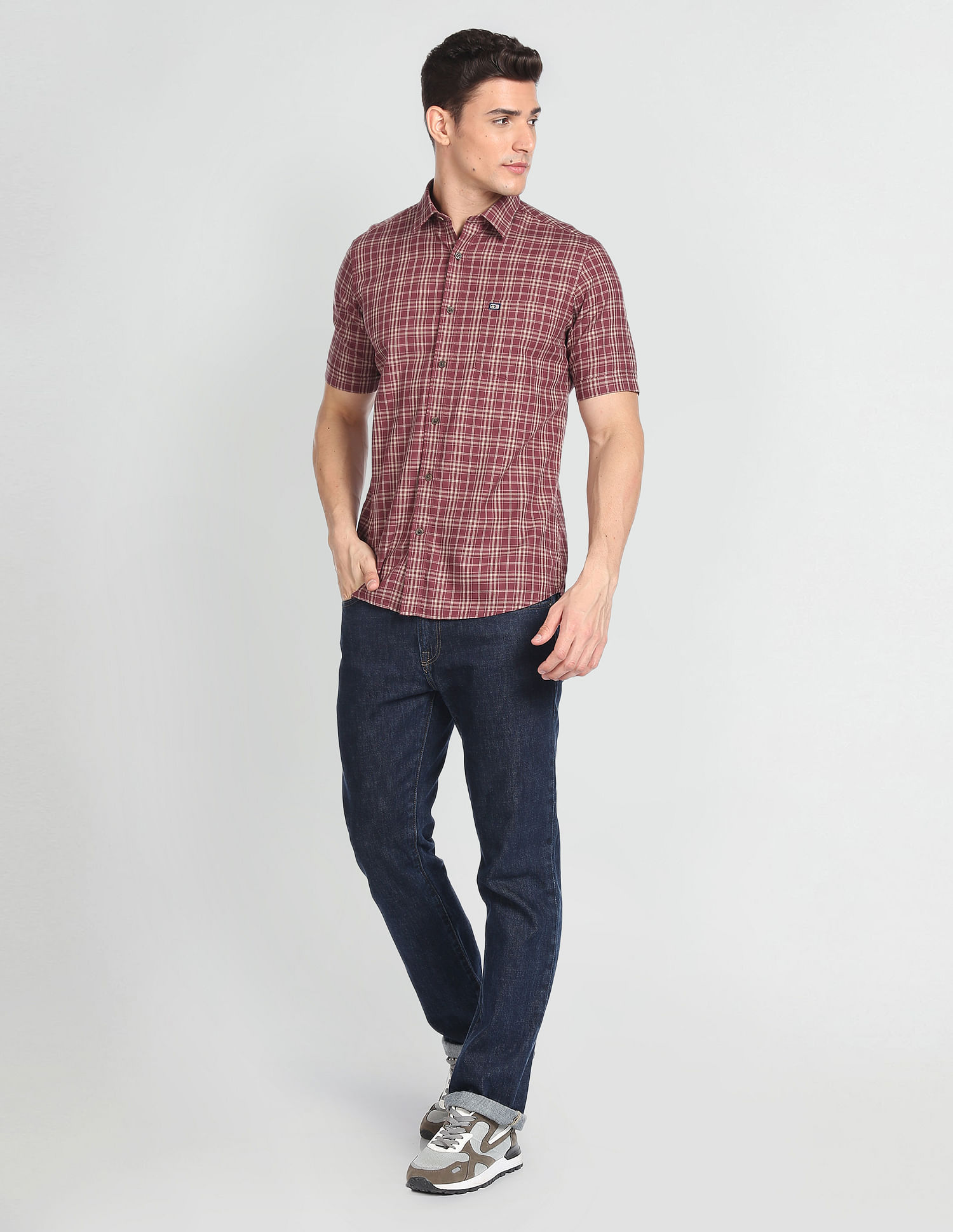 Arrow Sports Checkered Half Sleeve Casual Shirt