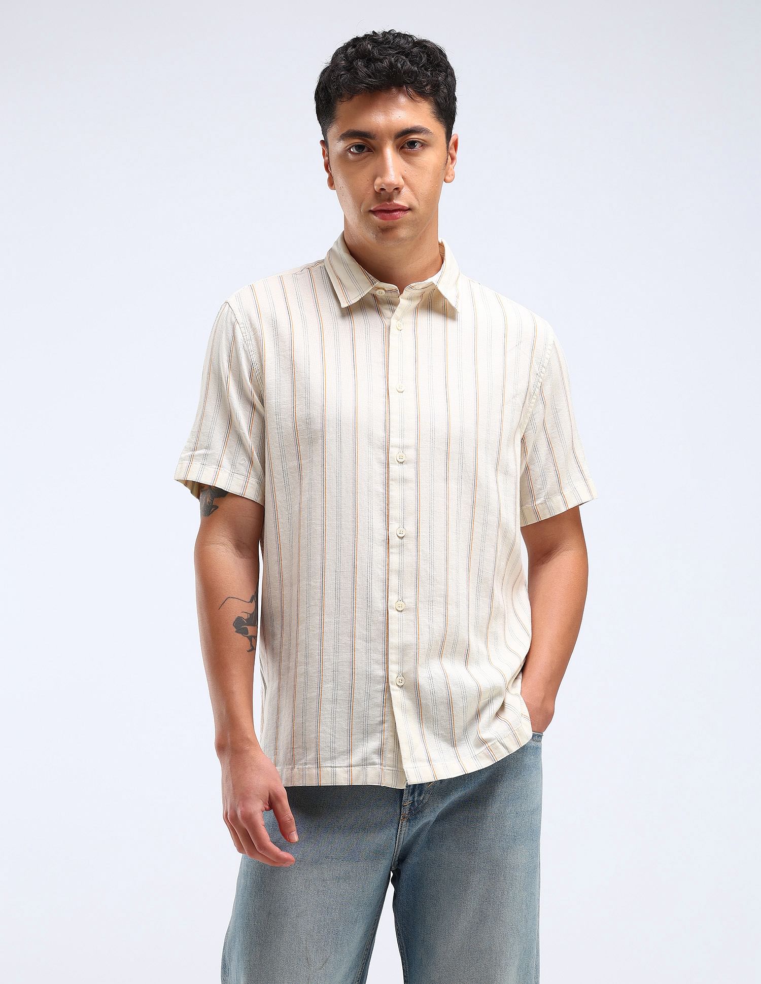 Flying Machine Vertical Stripe Dobby Shirt