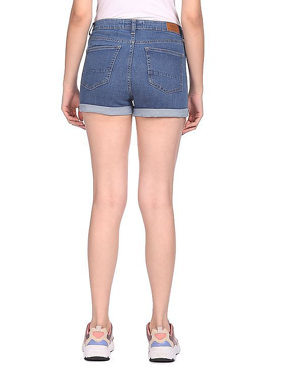 Aeropostale Women Blue High Rise Denim Shorts