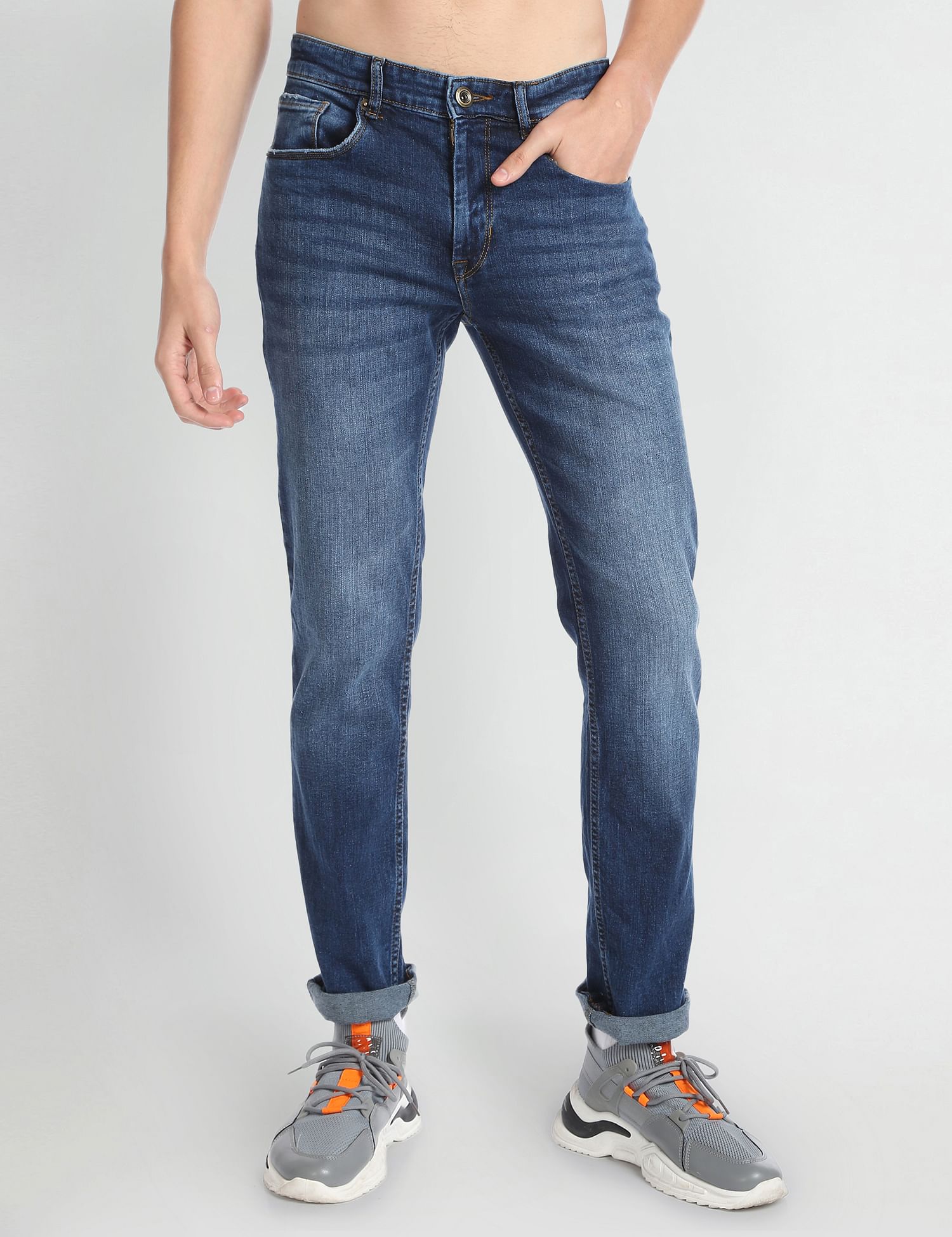 Flying Machine Freddie Slim Straight Fit Mid Rise Jeans