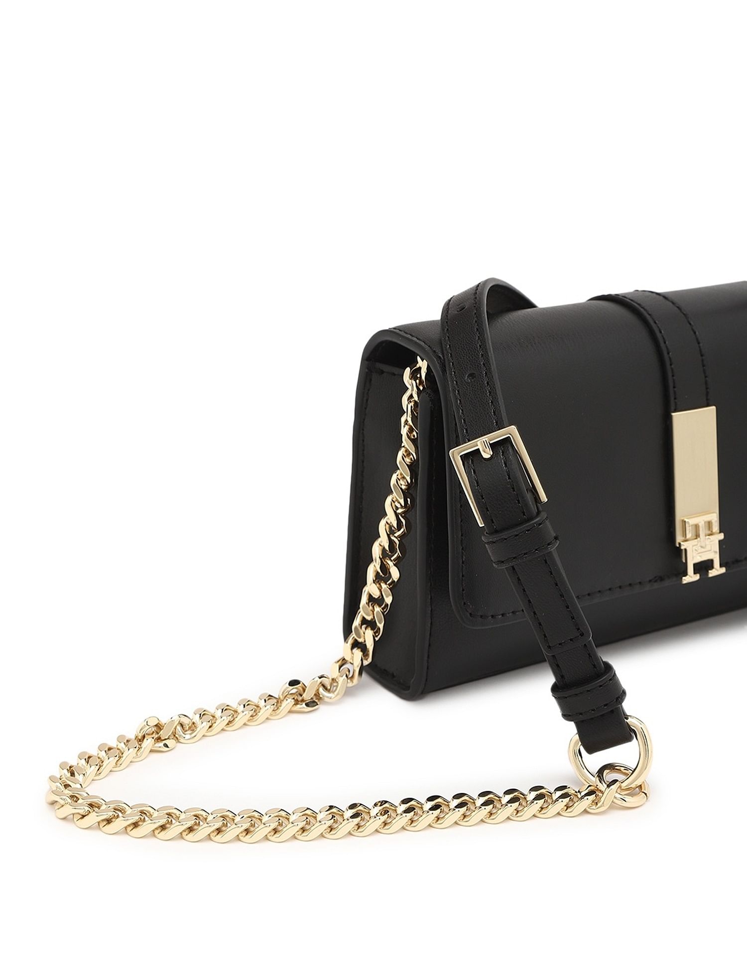 Tommy Hilfiger Solid Black Pu Sling Bag