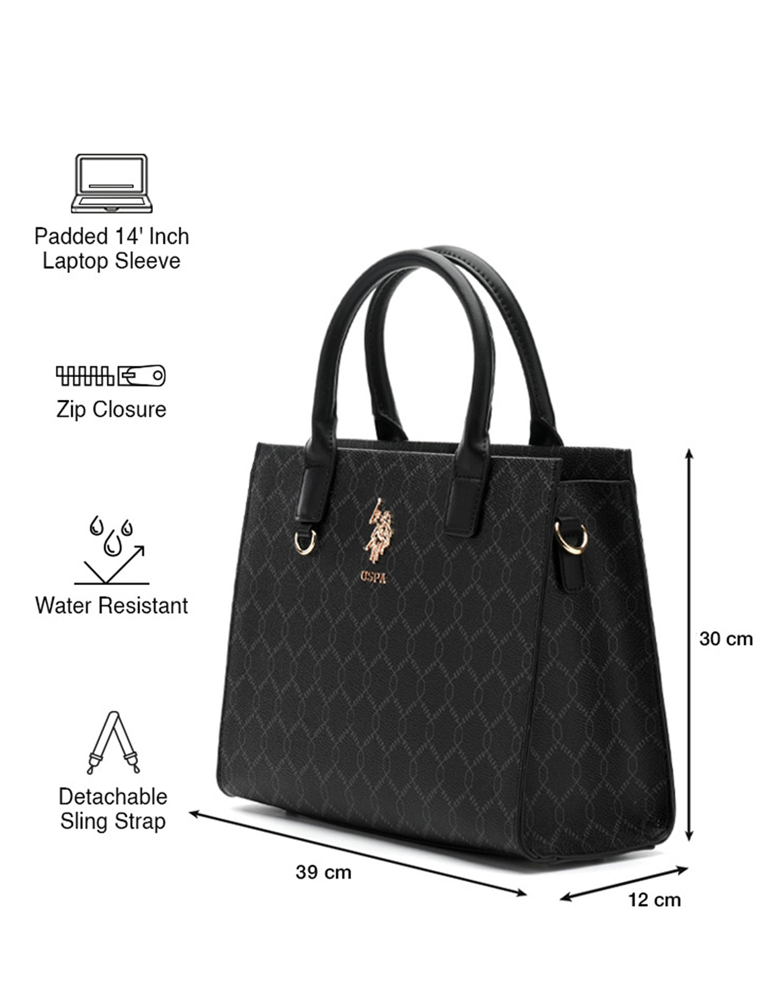 U.S. Polo Assn. Scarlet Monogram Tote Handbag