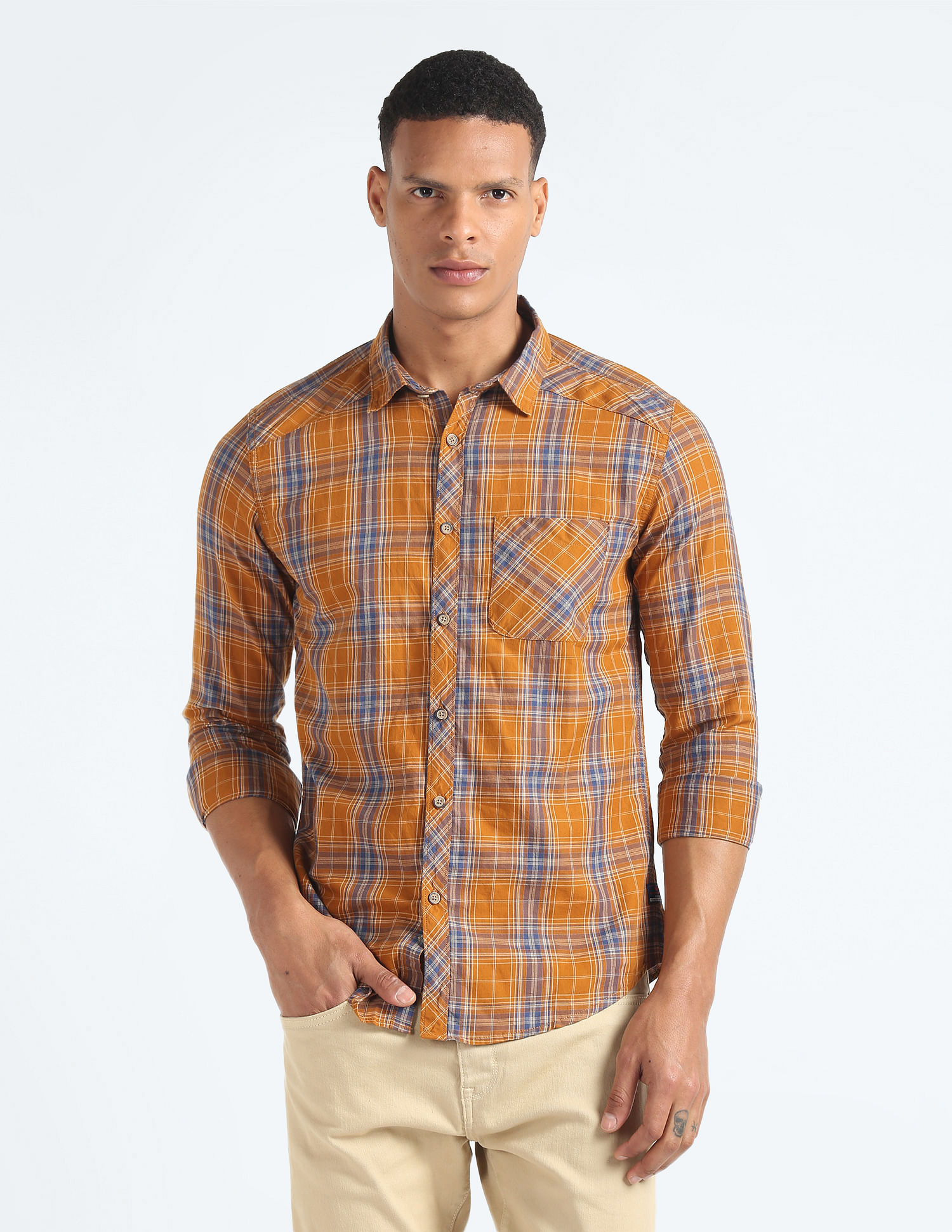 Flying Machine Tartan Check Twill Shirt