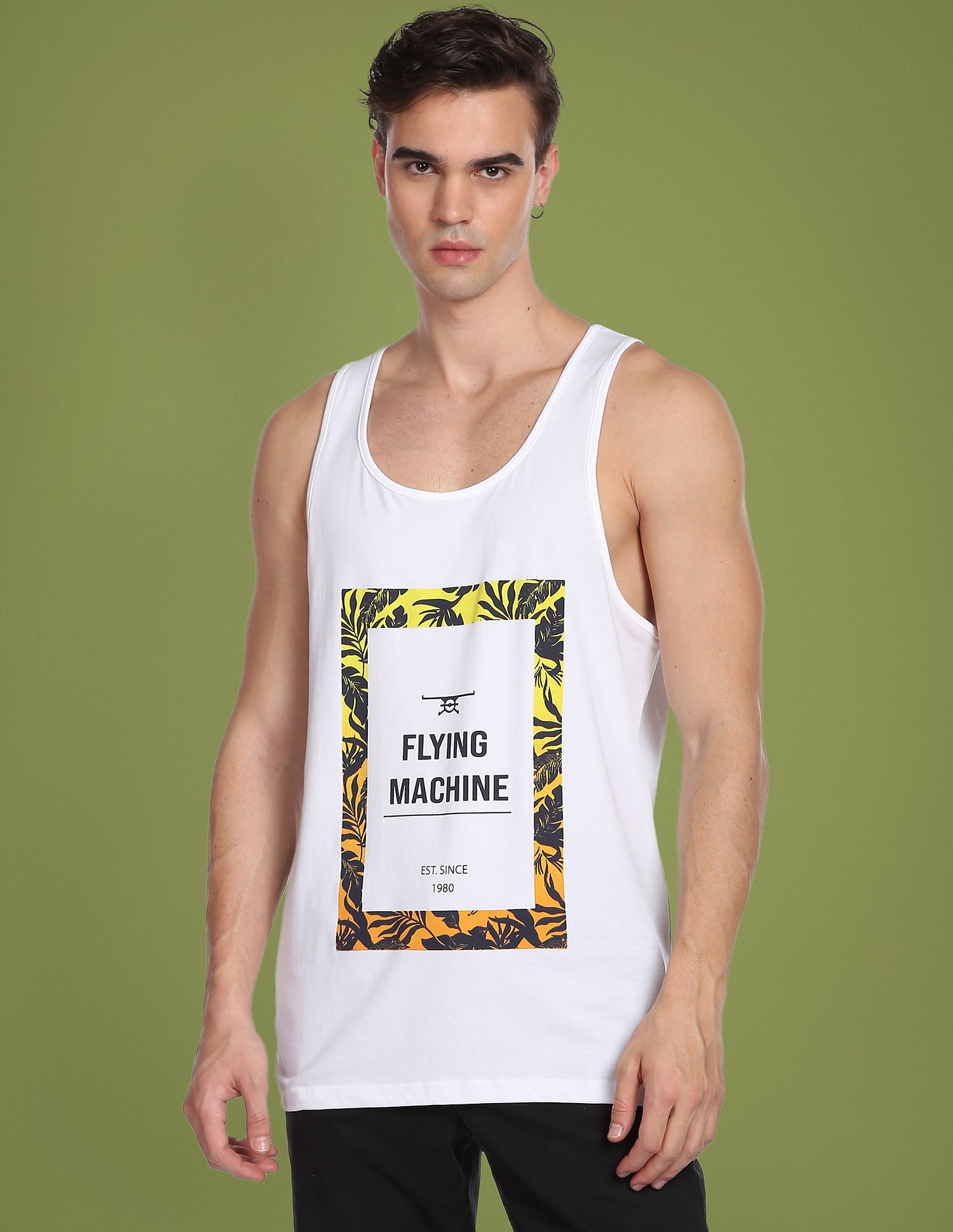 Flying Machine Sleeveless Cotton T-Shirt
