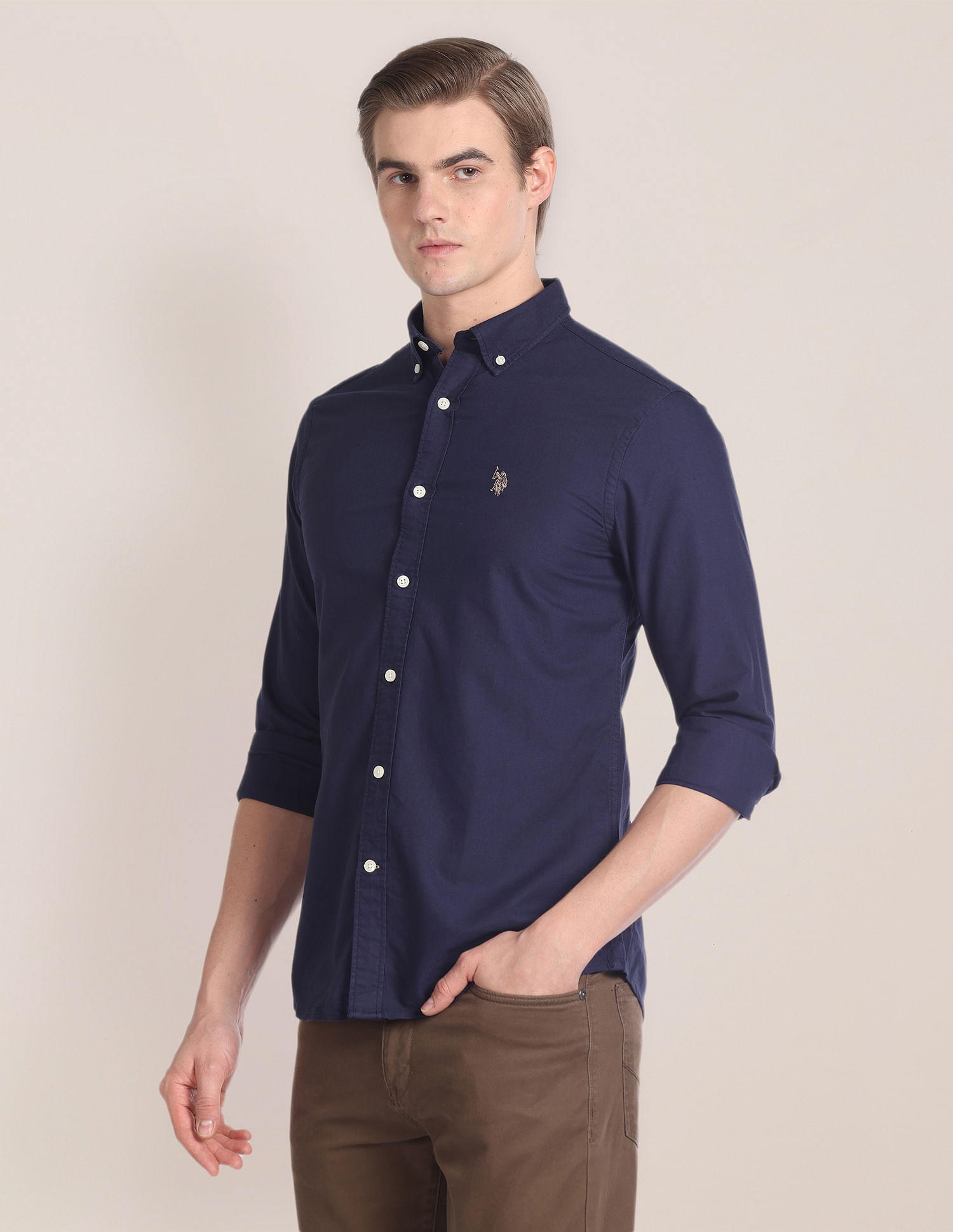U.S. Polo Assn. Solid Dobby Tailored Shirt