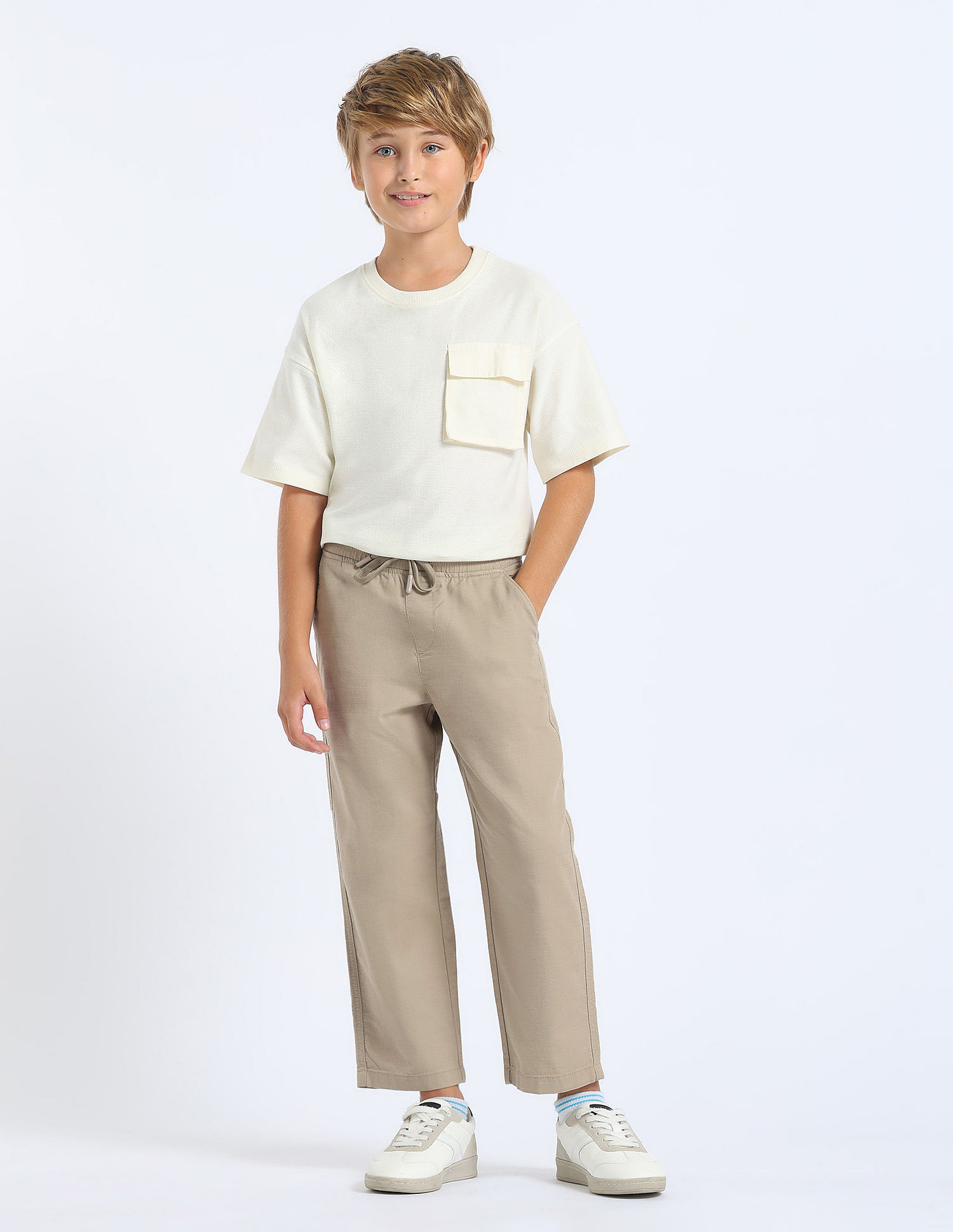 U.S. Polo Assn. Kids Boys Solid Relaxed Fit Trousers