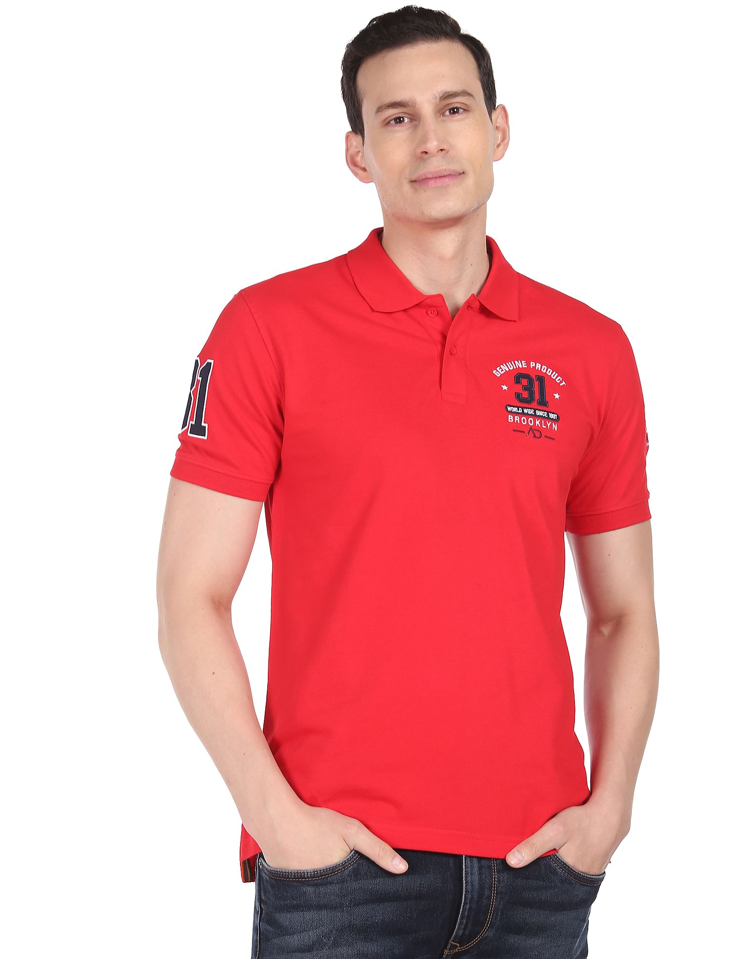 AD by Arvind Solid Sporty Polo Shirt