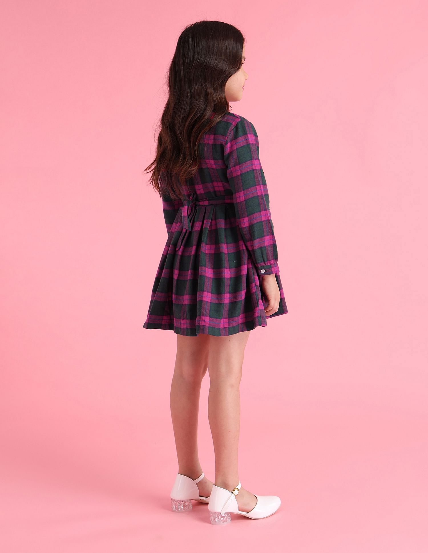 U.S. Polo Assn. Kids Girls Checked Fit & Flare Dress