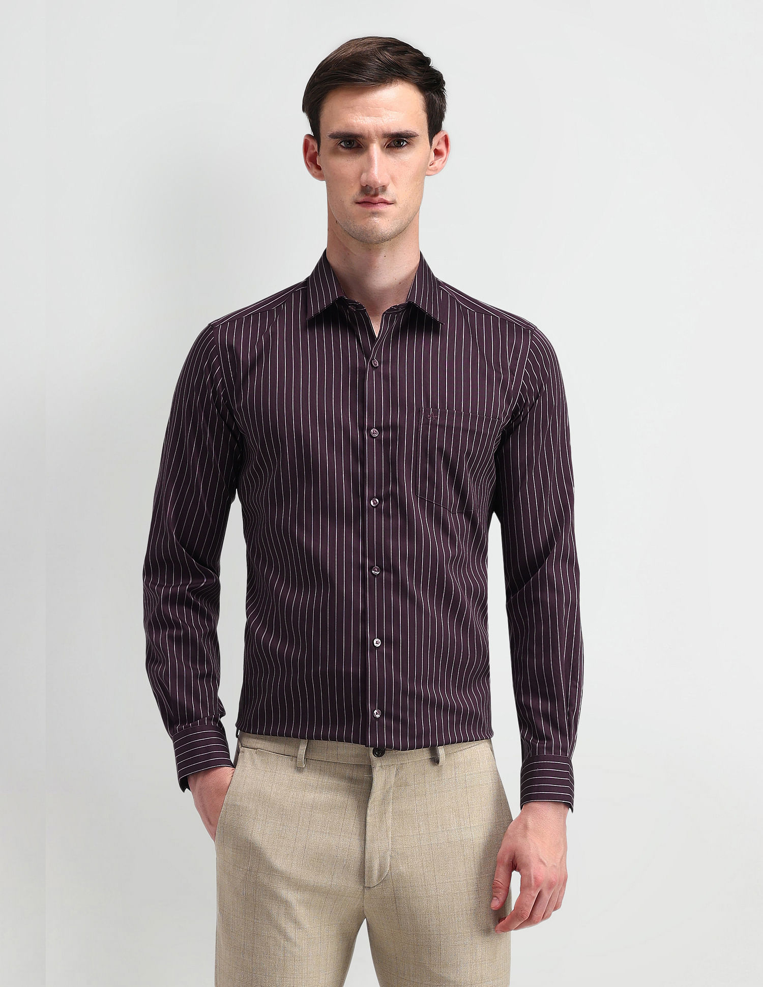 Arrow Manhattan Slim Fit Vertical Stripes Shirt