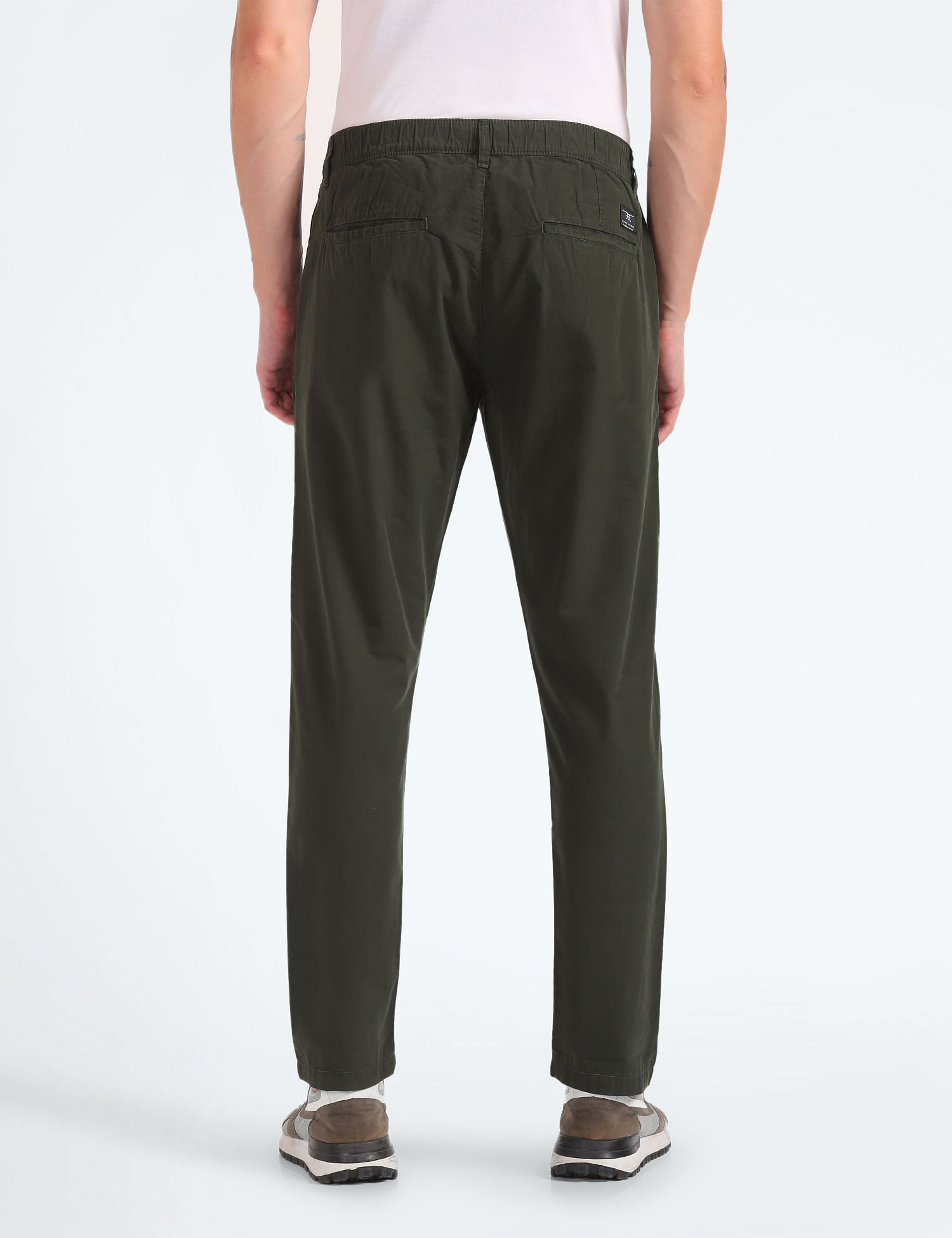 Flying Machine Elasticised Waist Solid Trousers