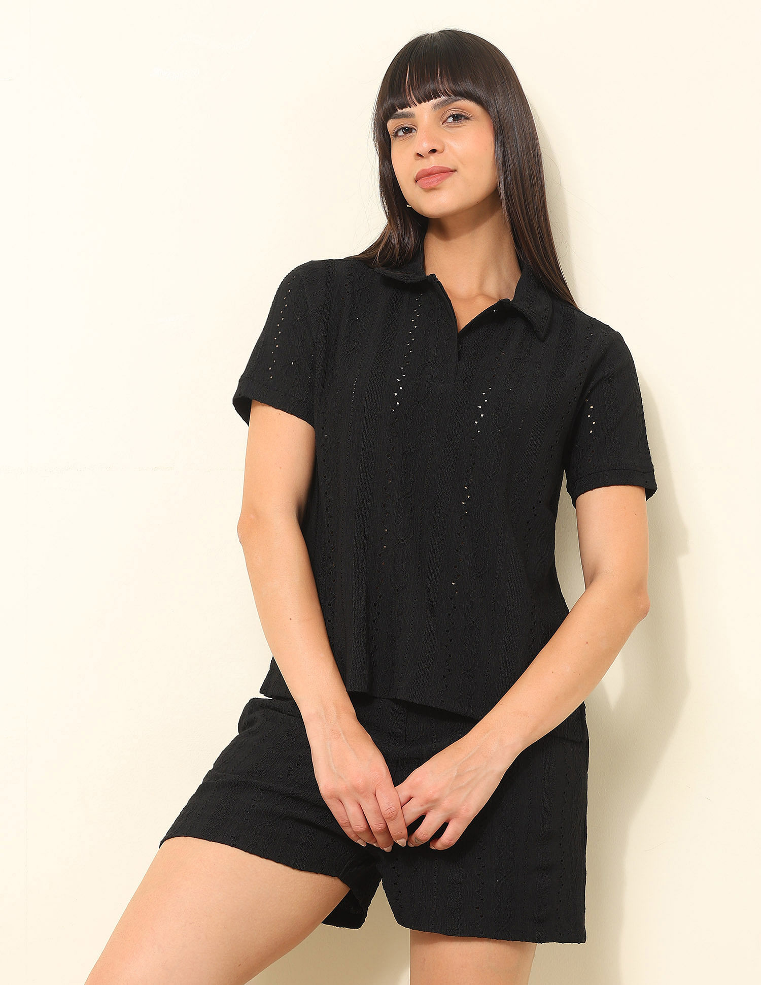 U.S. Polo Assn. Women Relaxed Fit Textured Co-Ords
