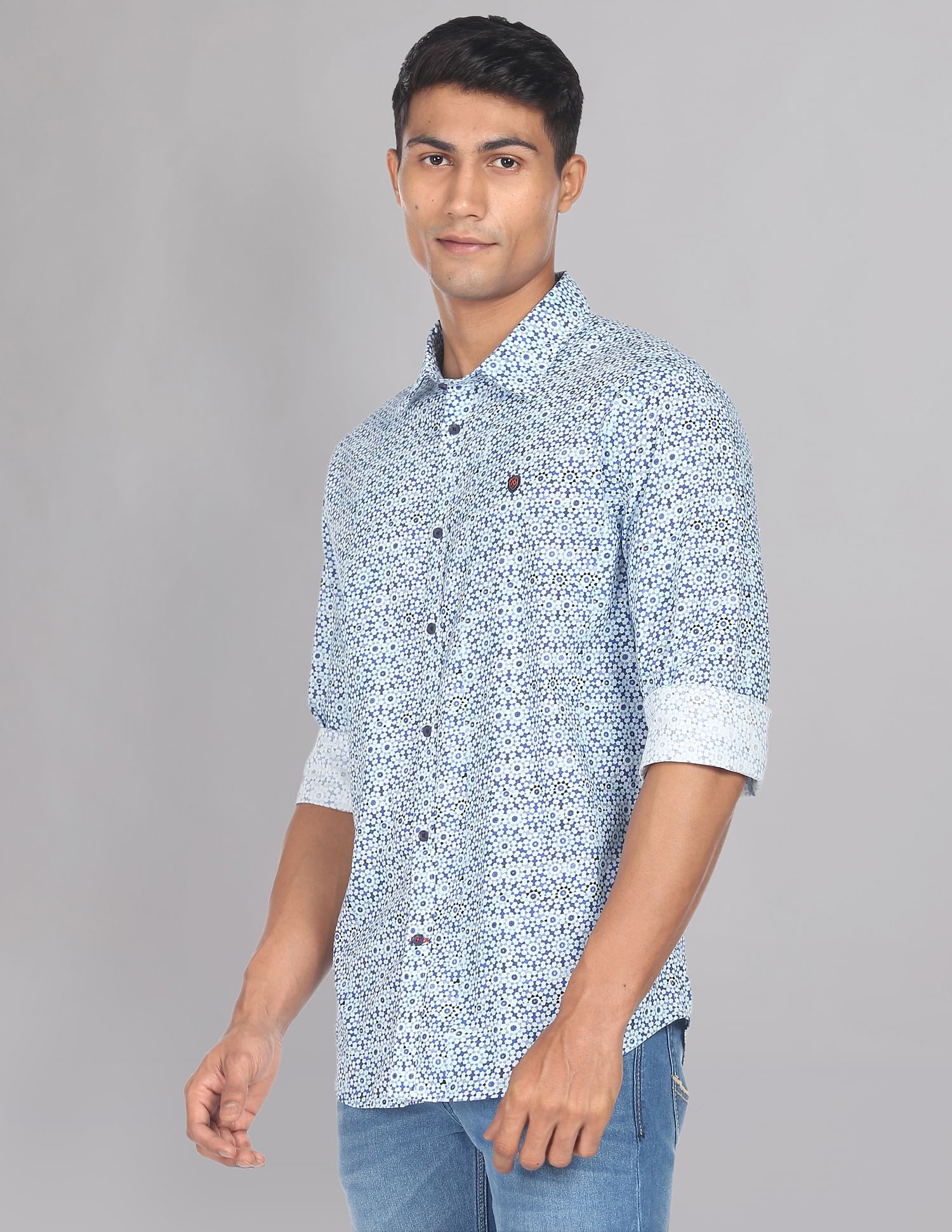 AD by Arvind Abstract Print Cotton Casual Shirt
