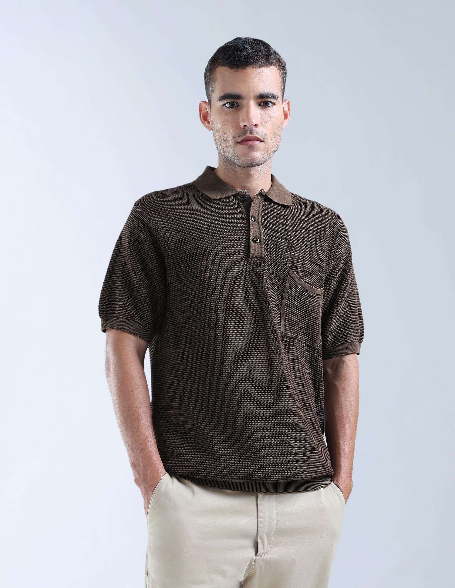 Flying Machine Textured Color Of Home Polo Shirt