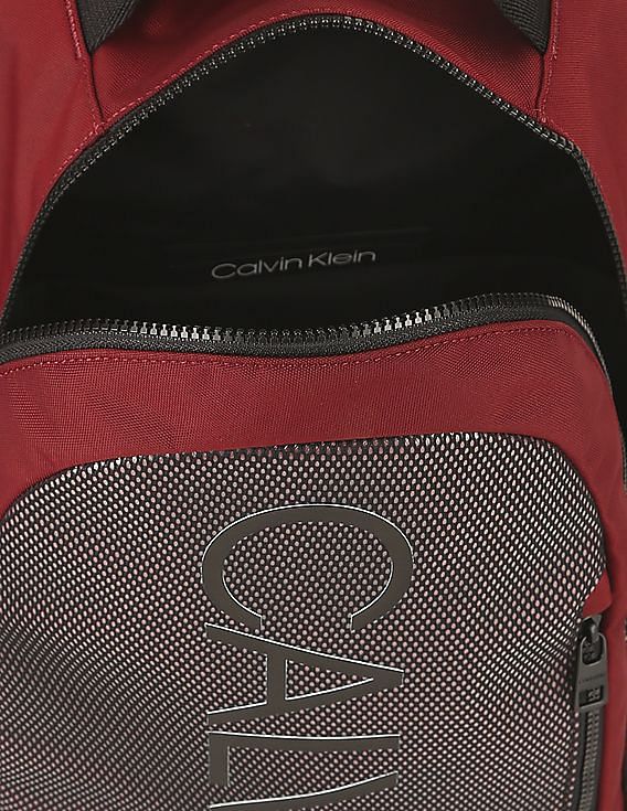 Calvin Klein Men Maroon Textured Laptop Backpack