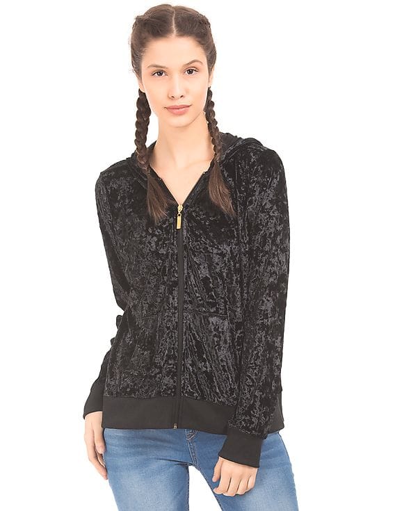 Buy EdHardy Women Hooded Velour Jacket 