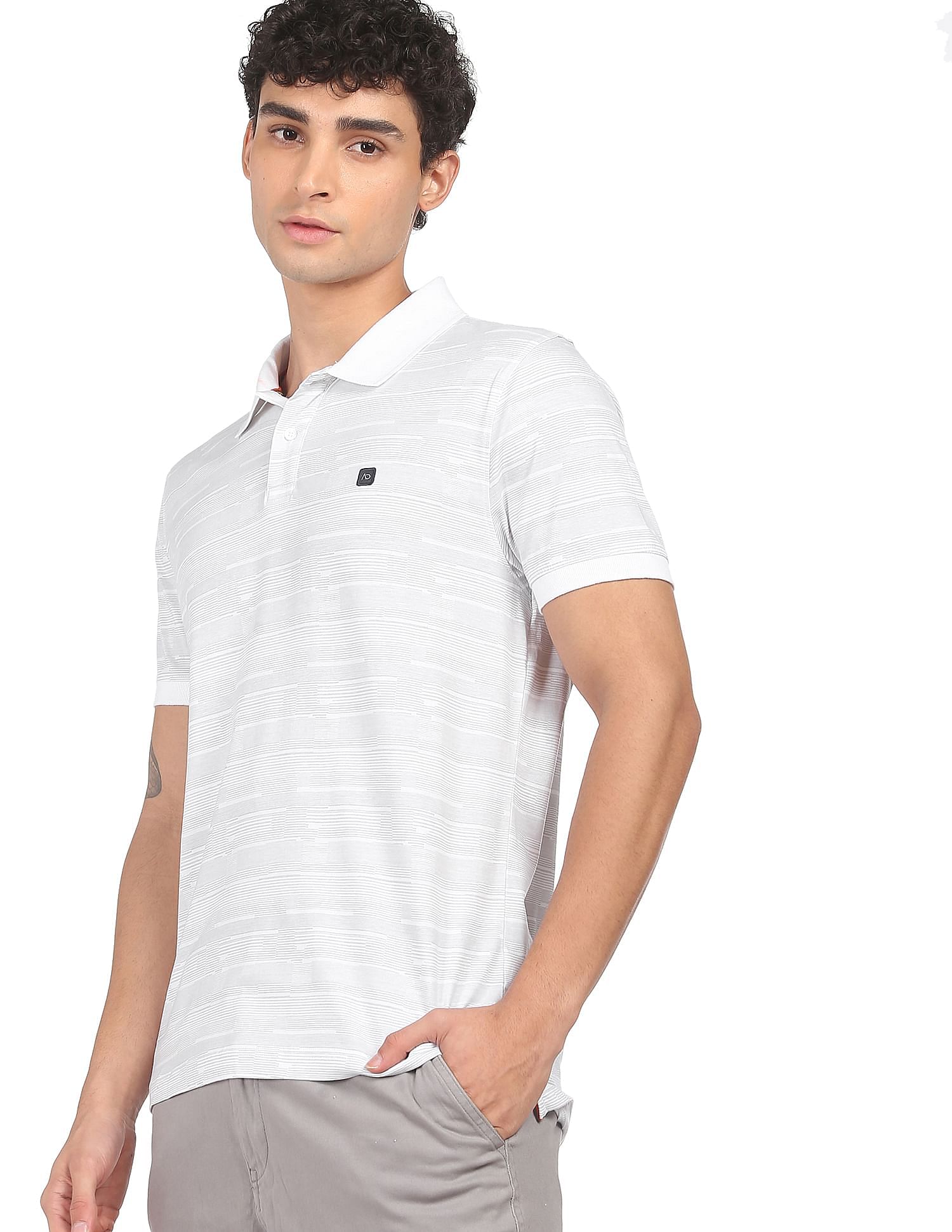 AD by Arvind Cotton Printed Polo Shirt