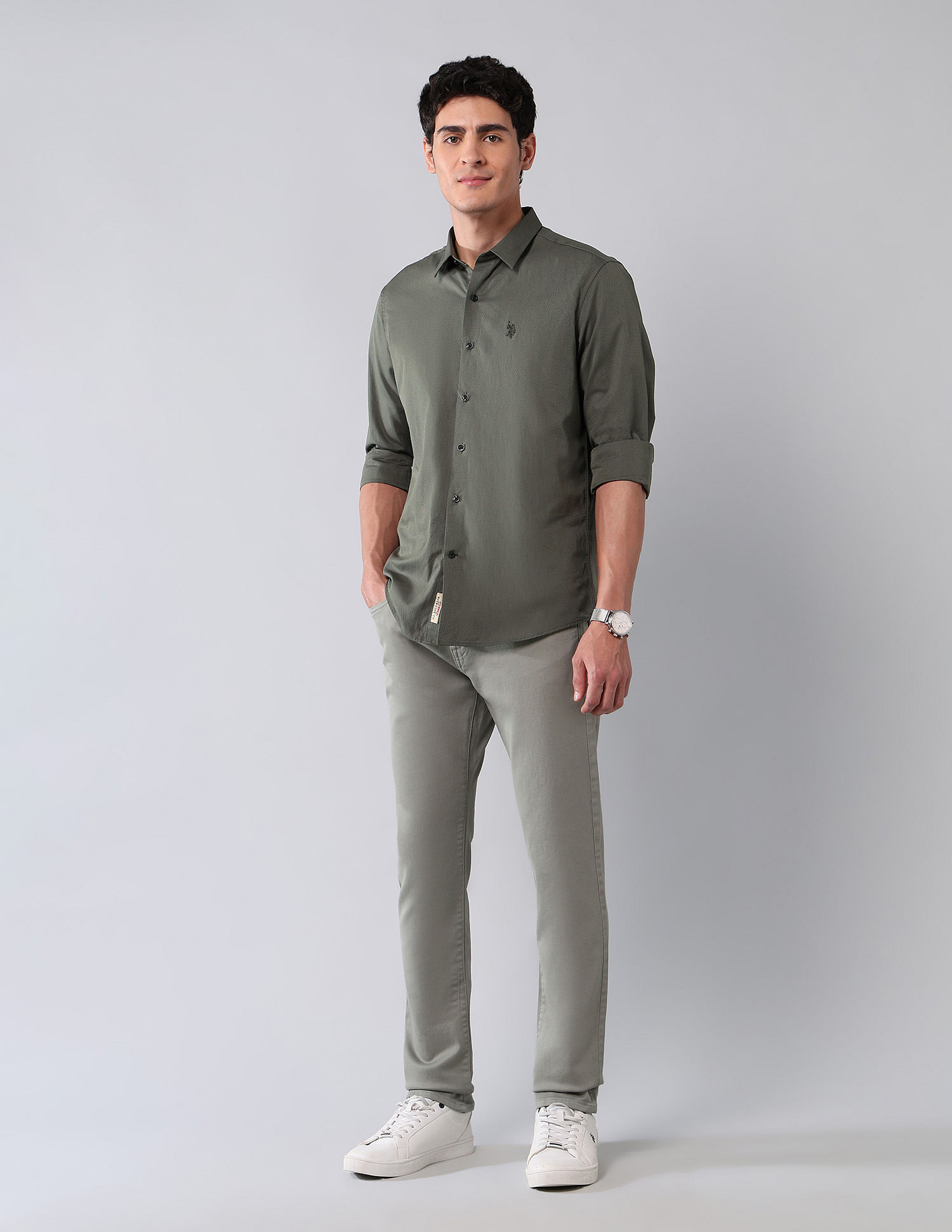 U.S. Polo Assn. Denim Co. Pure Cotton Regular Fit Dobby Shirt