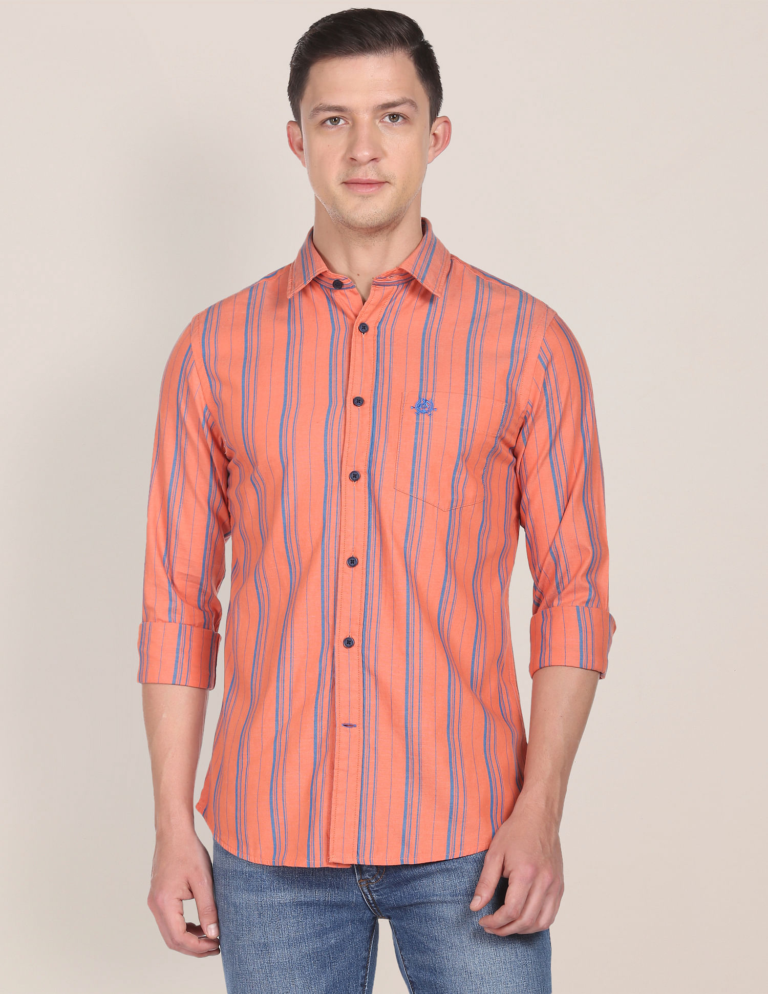U.S. Polo Assn. Vertical Stripe Pinpoint Oxford Casual Shirt