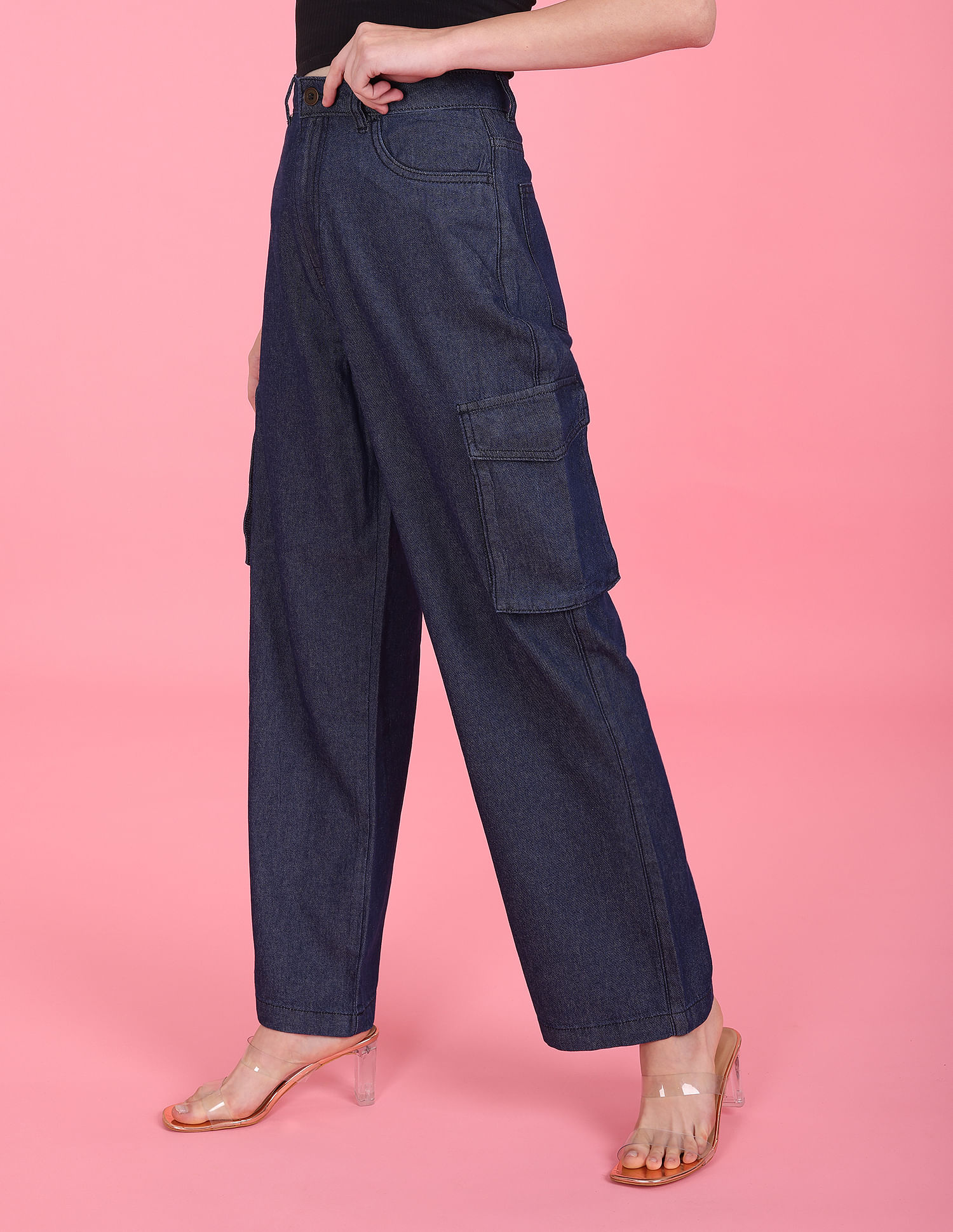 Buy Flying Machine Women High Rise Wide Leg Cargo Jeans - NNNOW.com