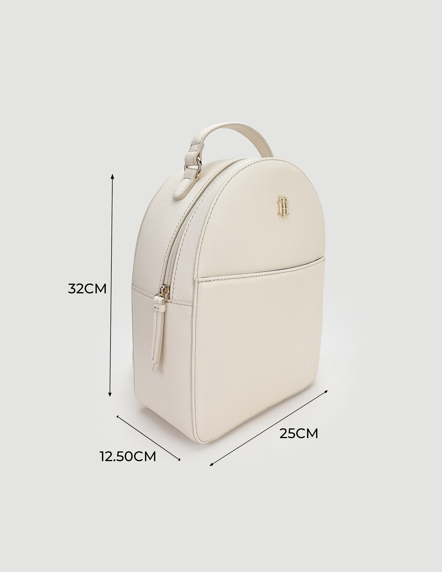 Tommy Hilfiger Solid Beige PU Backpacks