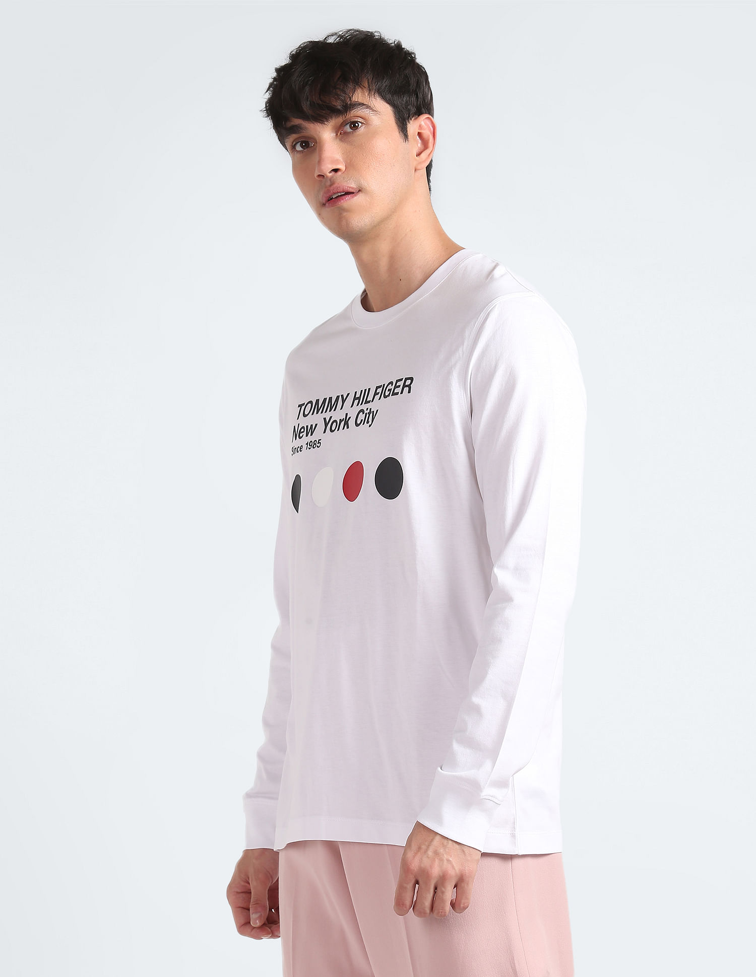 Buy Tommy Long Typographic Sleeve Print Hilfiger T-Shirt