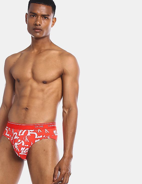 Buy Calvin Klein Underwear Men Red Elasticized Waist Logo Print Hip Briefs  