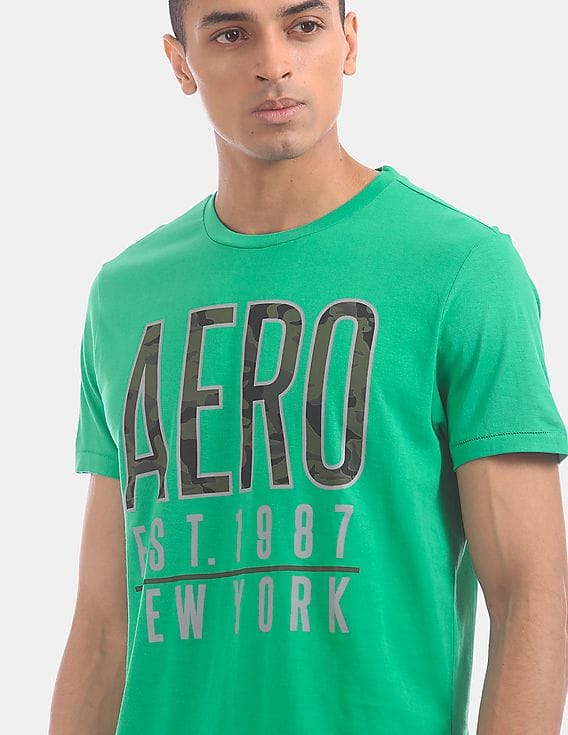 Buy Aeropostale Men Green Brand Print Crew Neck Cotton Jersey T 