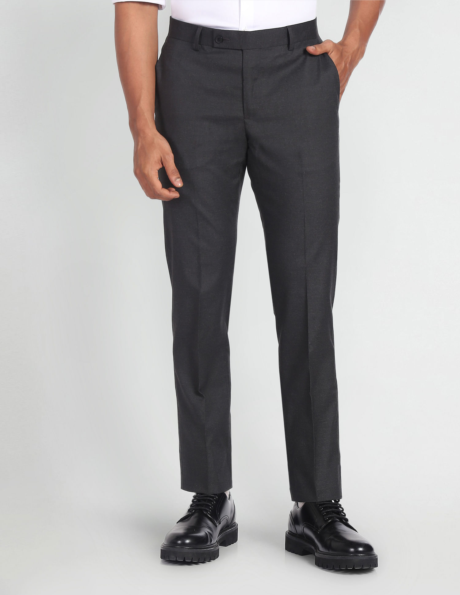 Buy Arrow Twill Stretch Textured Formal Trousers - NNNOW.com