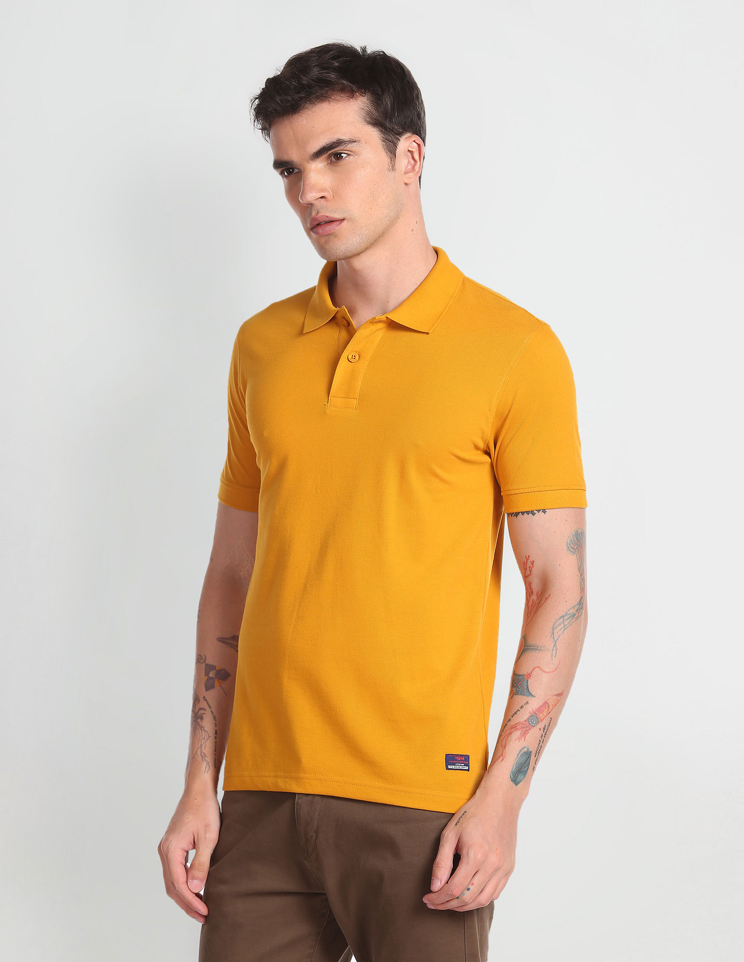Flying Machine Solid Pique Polo Shirt