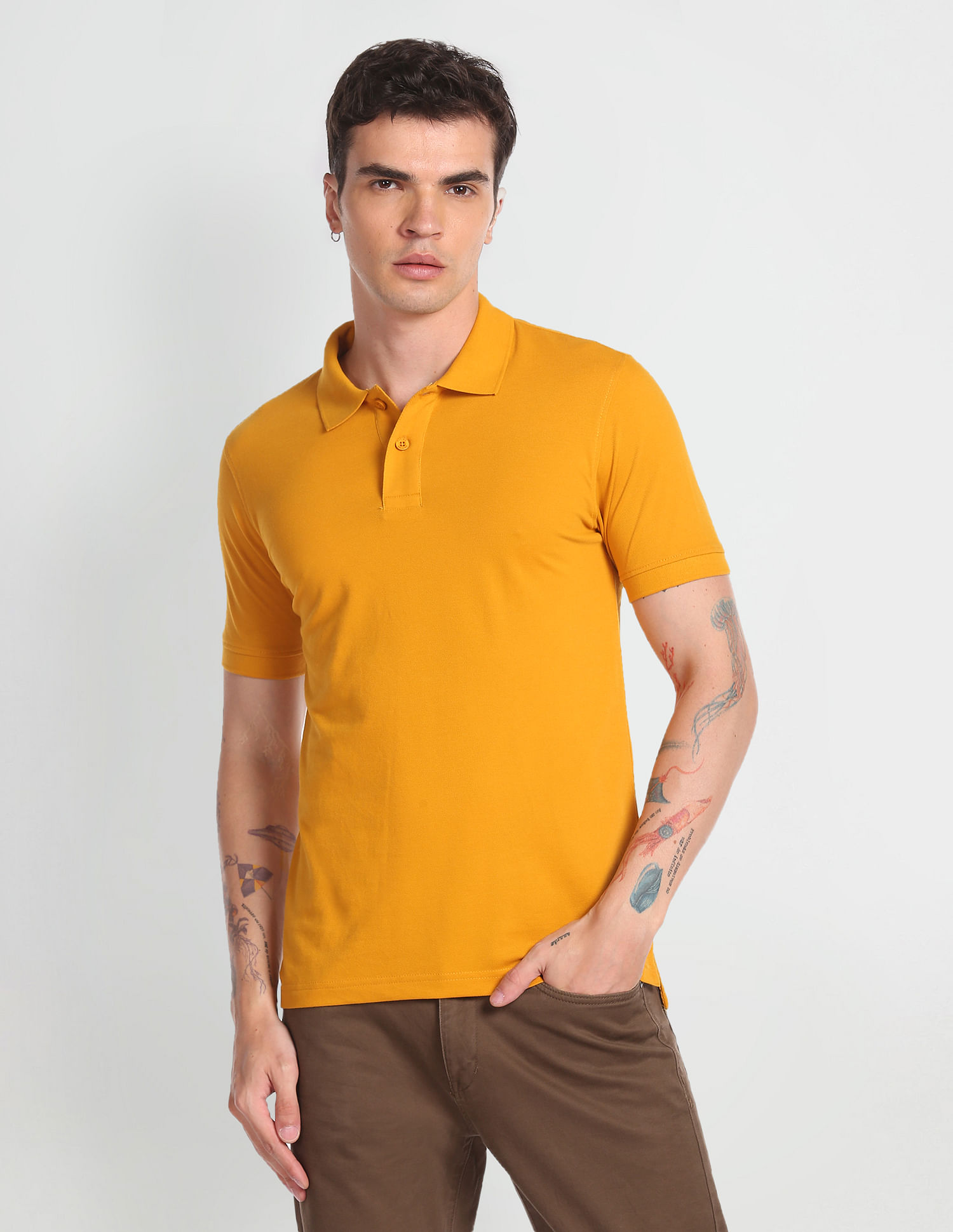 Flying Machine Solid Pique Polo Shirt