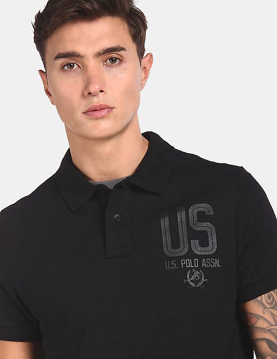 us polo t shirts black