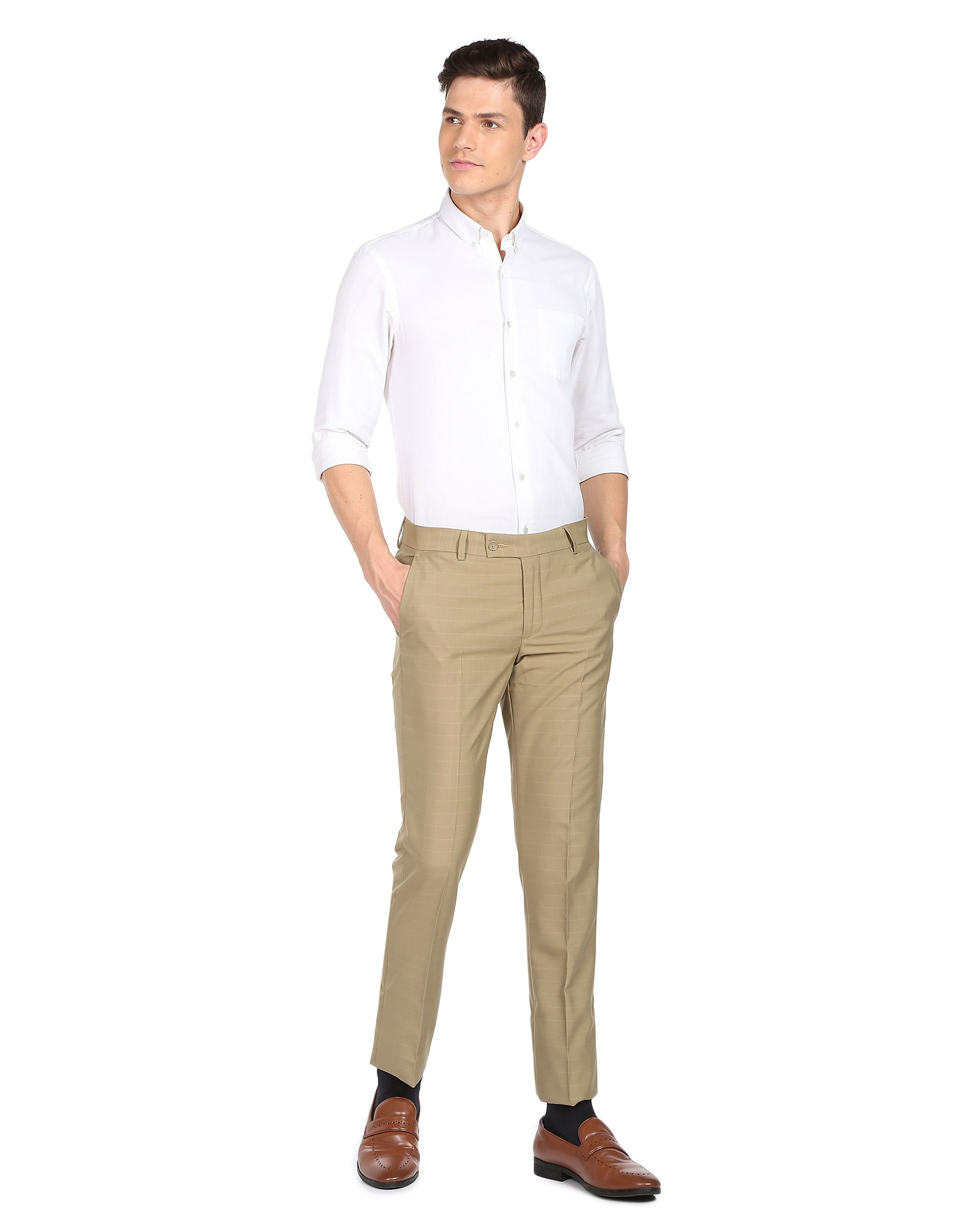 Buy Khaki Trousers & Pants for Men by LOUIS PHILIPPE Online | Ajio.com