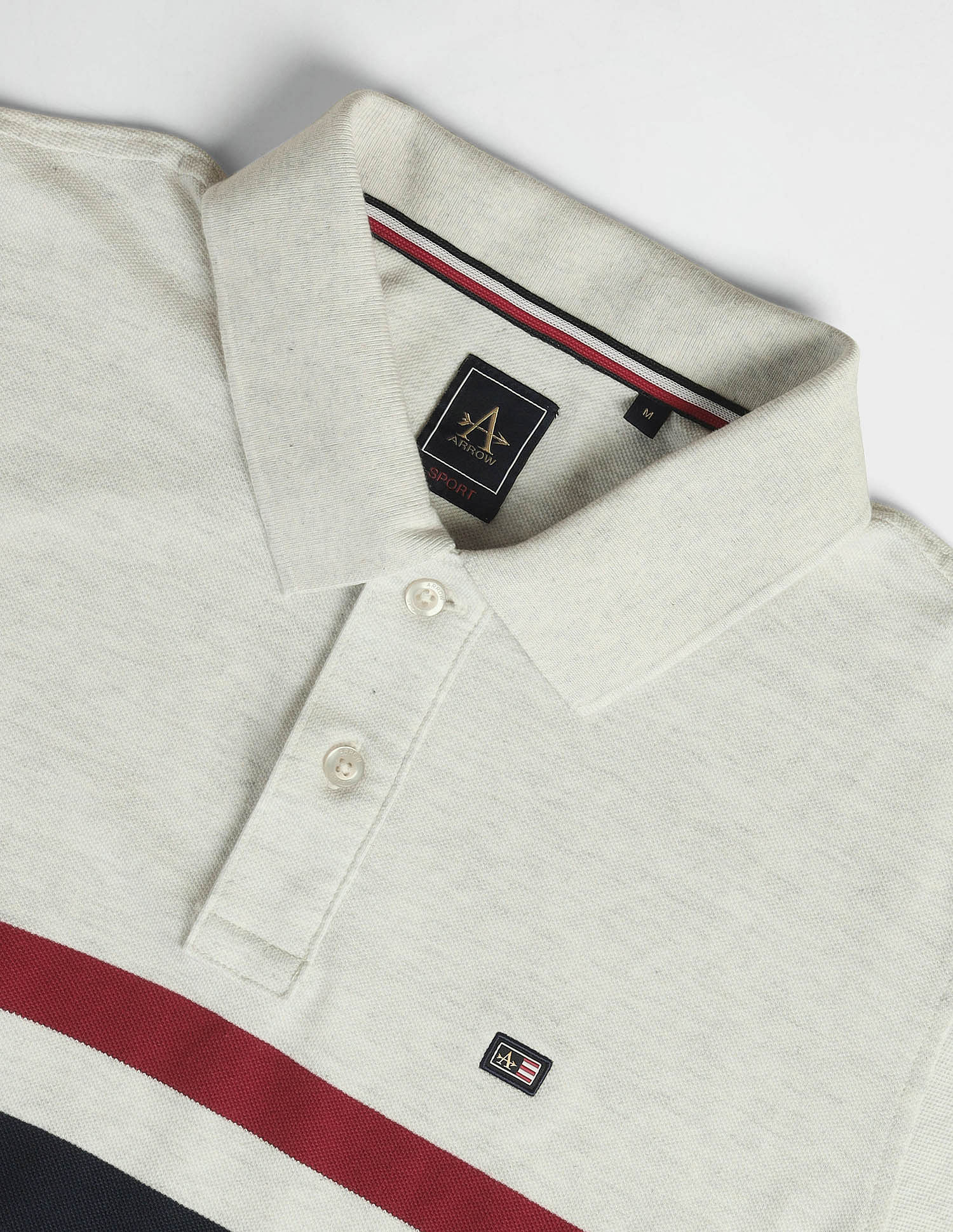 Arrow Sports Horizontal Stripe Pique Polo Shirt