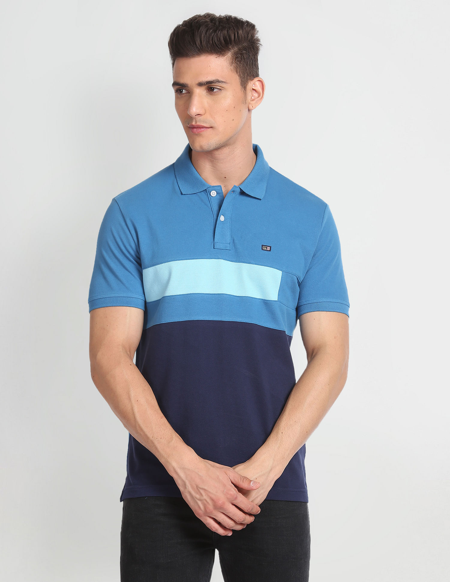 Arrow Sports Panelled Colour Block Polo Shirt