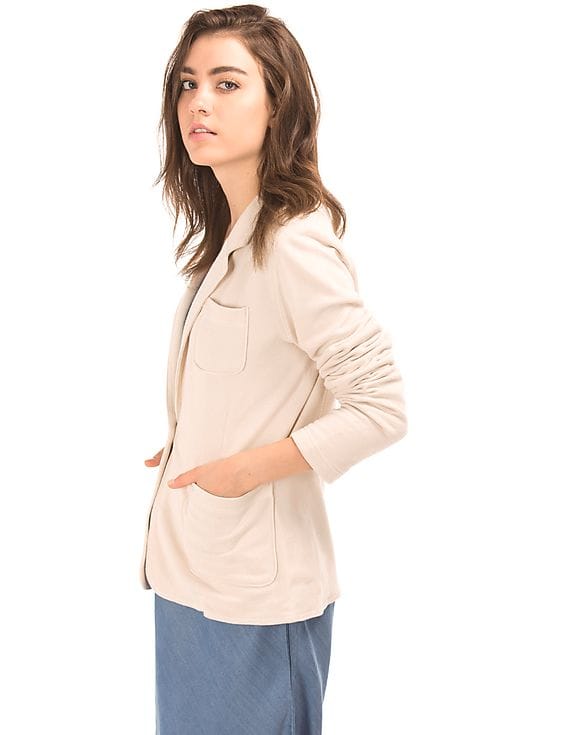 Buy GAP Women Beige French Terry Blazer