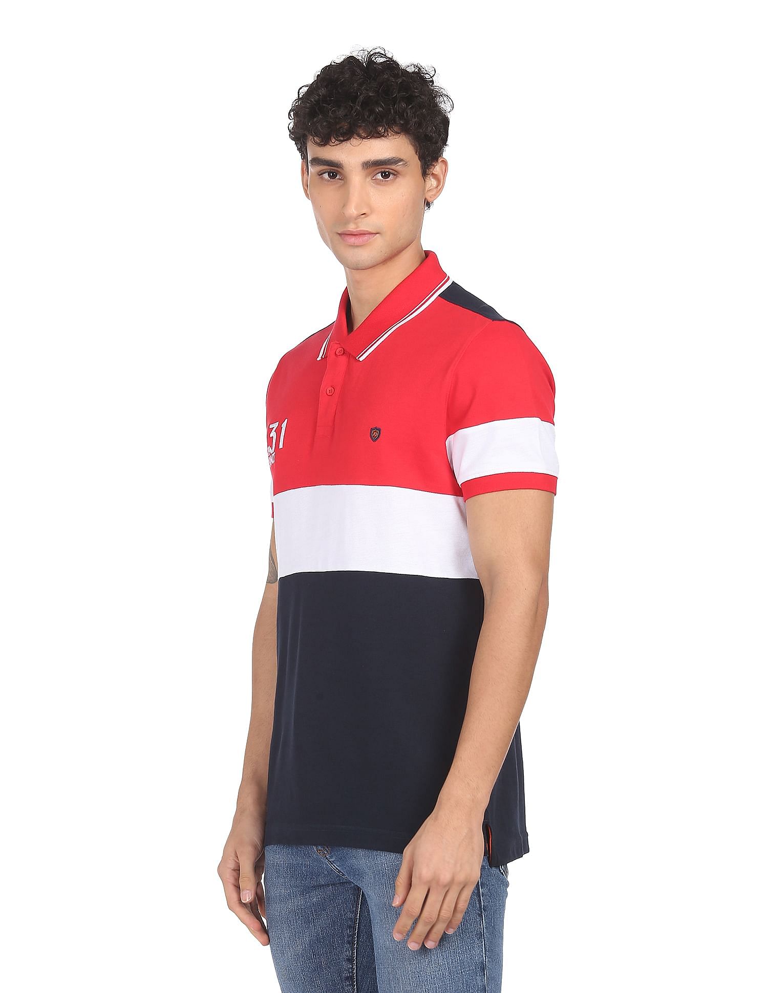 Polo shirt red and clearance white combination